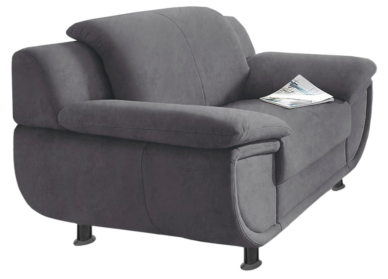 TRENDMANUFAKTUR Fauteuil »Rondo, Breite 121 cm, breite Armlehnen, Füsse schwarz« fauteuil grand modèle, option ressorts, en différents revêtements