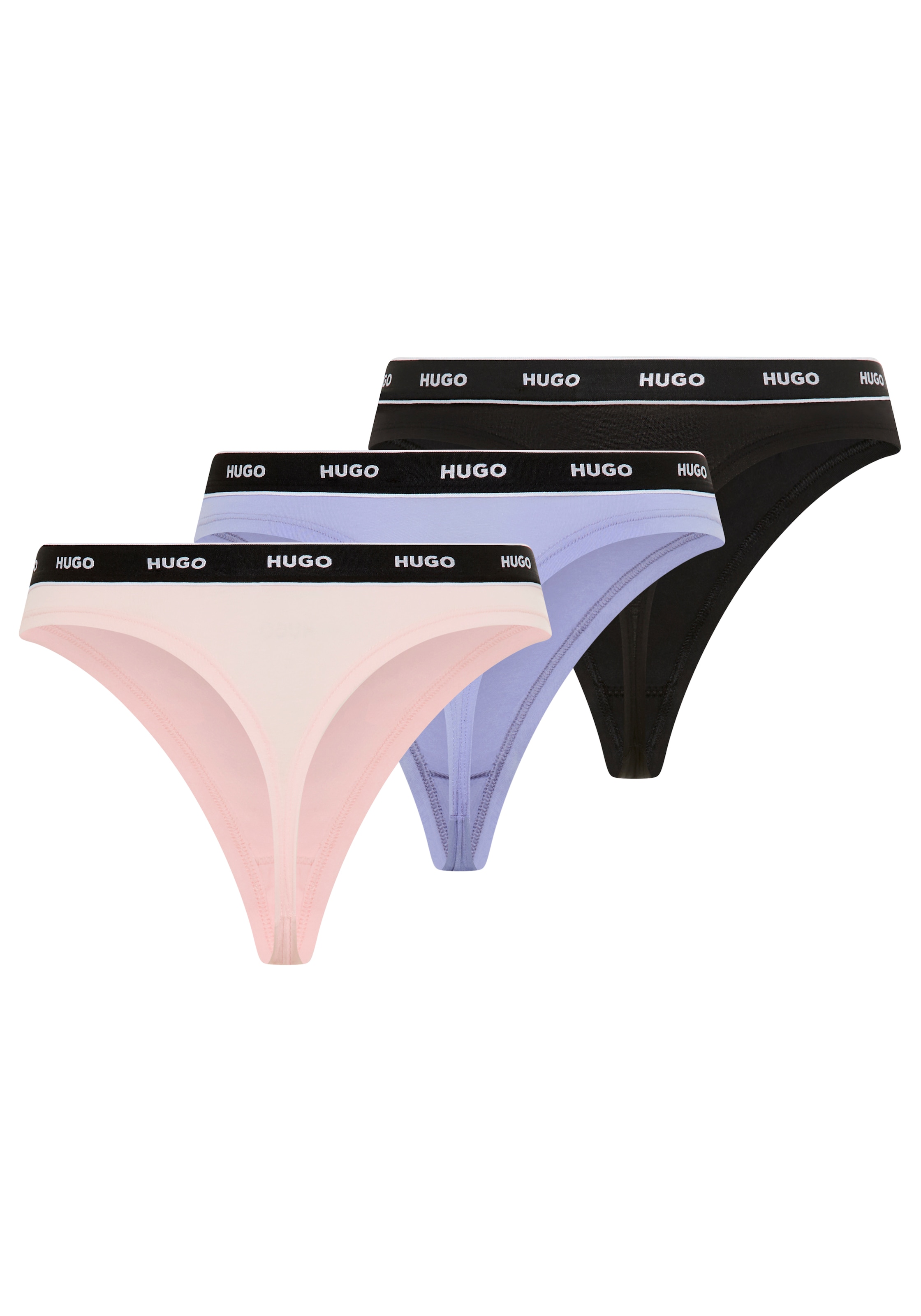 HUGO Underwear String »TRIPLET THONG STRIPE« elastischer Bund mit Logo, enganliegend