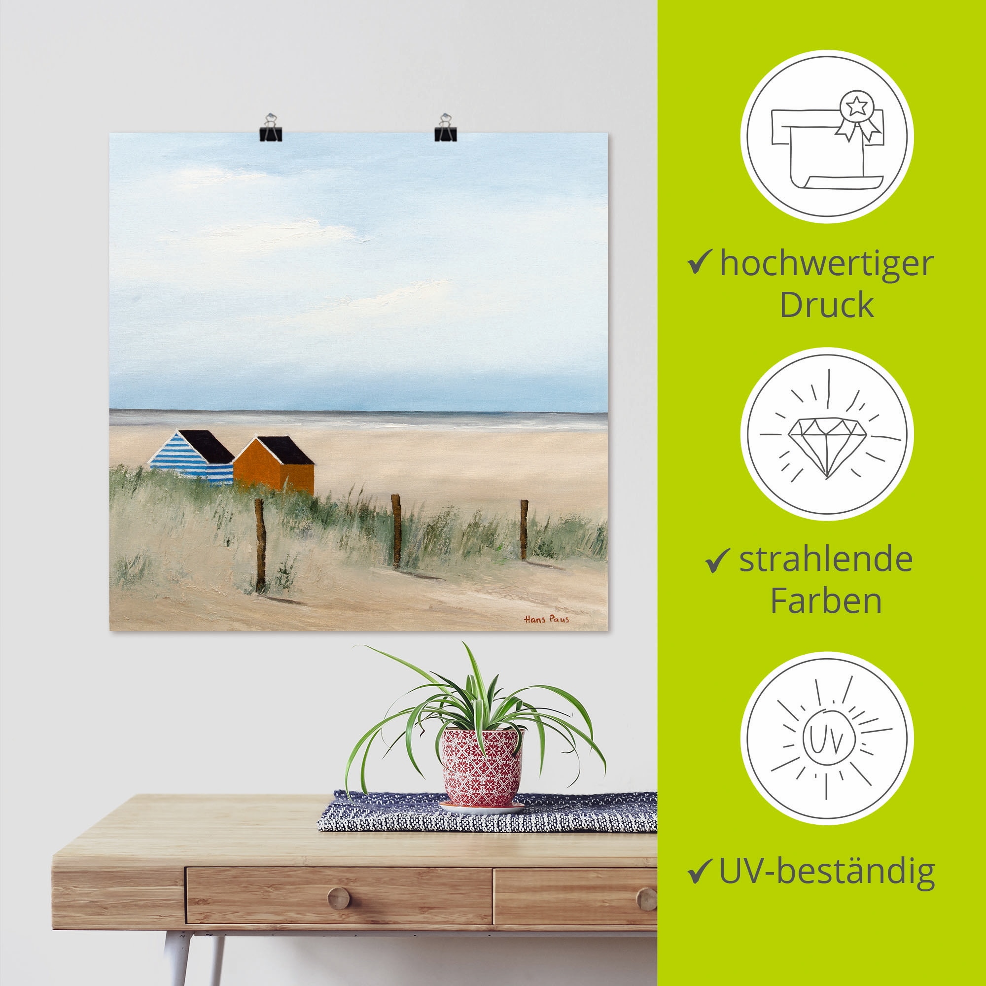 Artland Wandbild »Sonniger Morgen V« Strand 1 Stk. tlg. als Leinwandbild, Poster in verschied. Grössen
