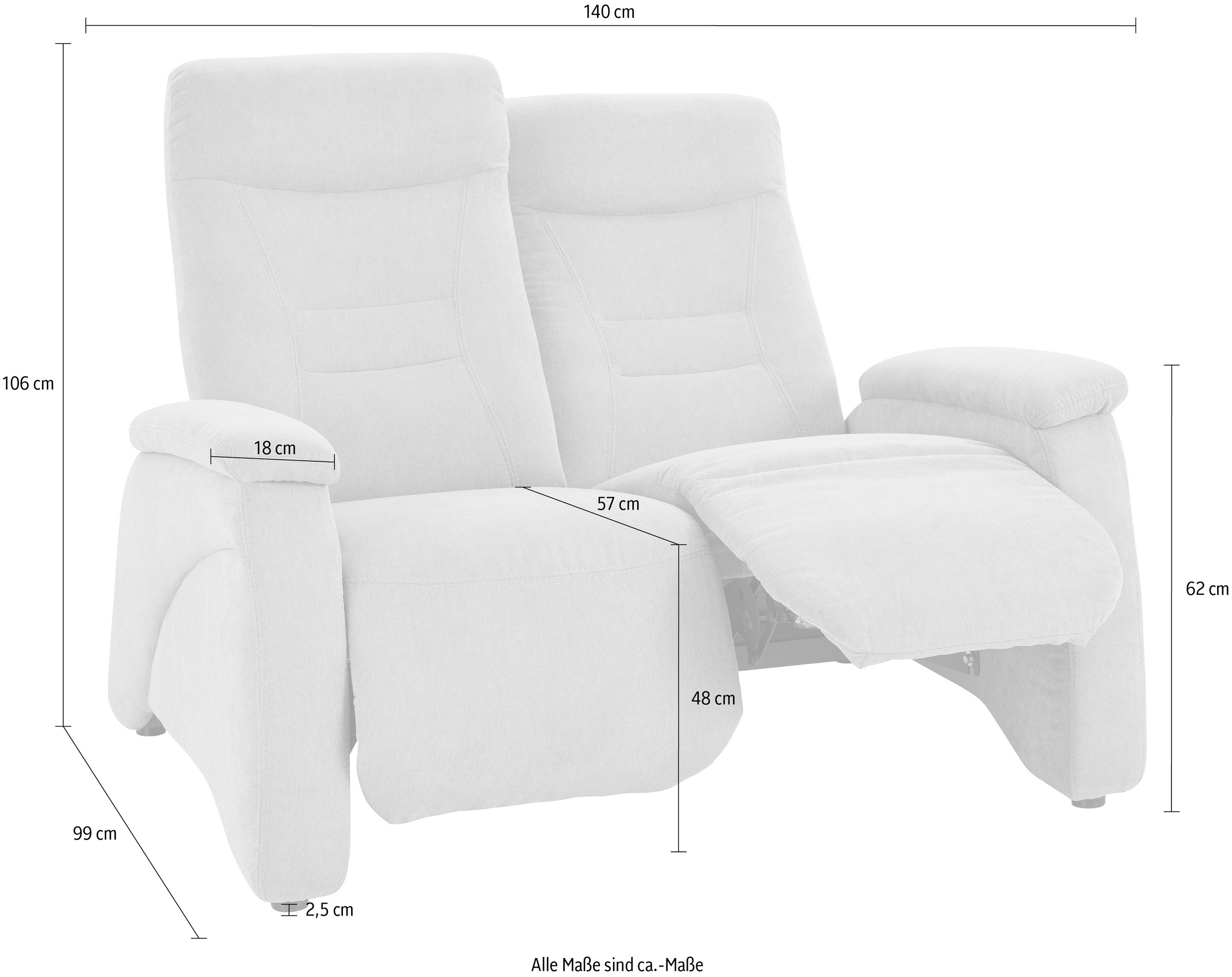 exxpo - sofa fashion 2-places »Ascoli, Kinosofa mit hohem Sitzkomfort, bequeme Armlehnen« hoher Rücken, inkl. Relaxfunktion