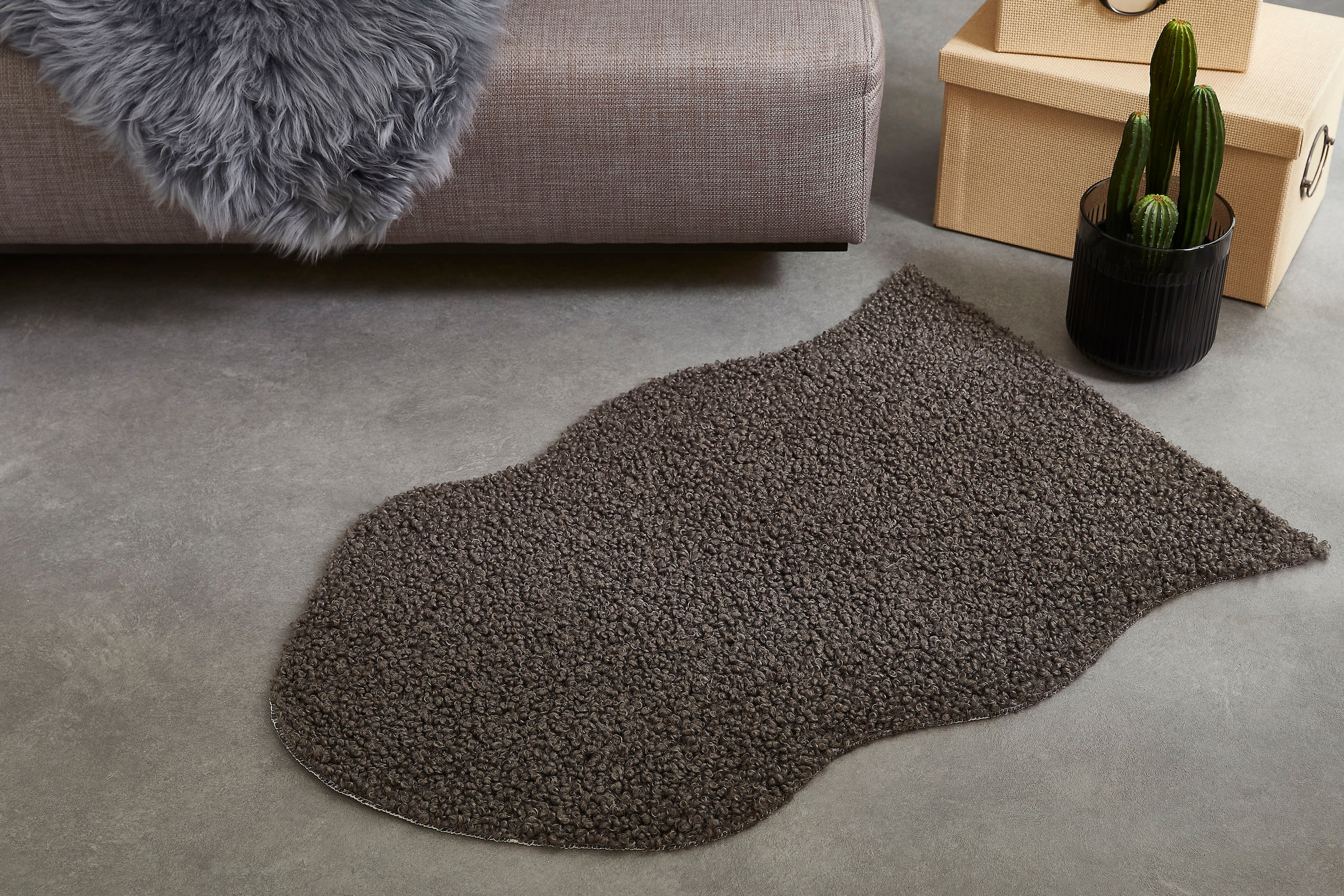 my home Fellteppich »Lapua« fellförmig 25 mm Höhe Uni Farben, weich & flauschig, ideal im Wohnzimmer & Schlafzimmer