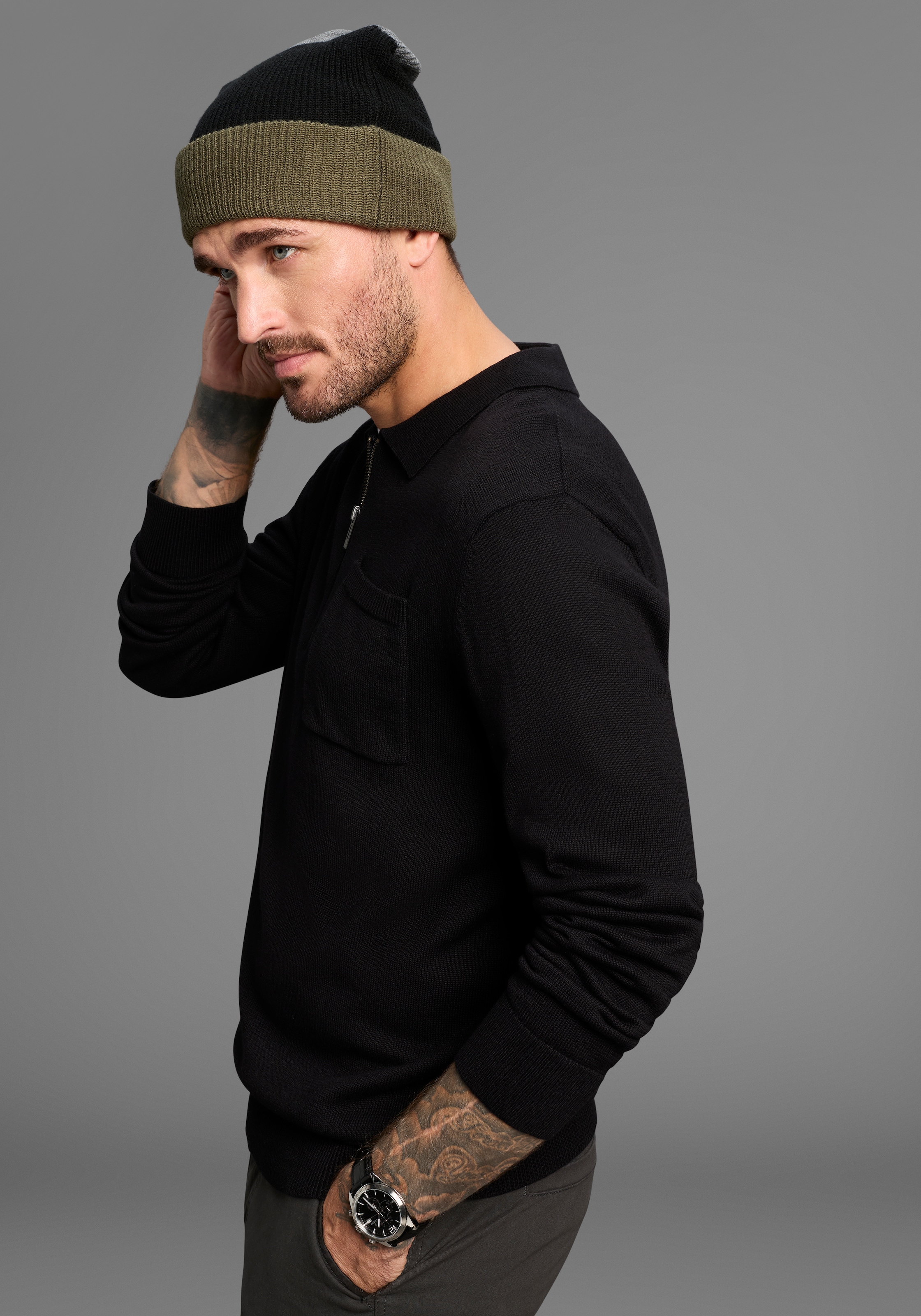 Man's World Bonnet tricoté im trendigem Colorlocking - NEW