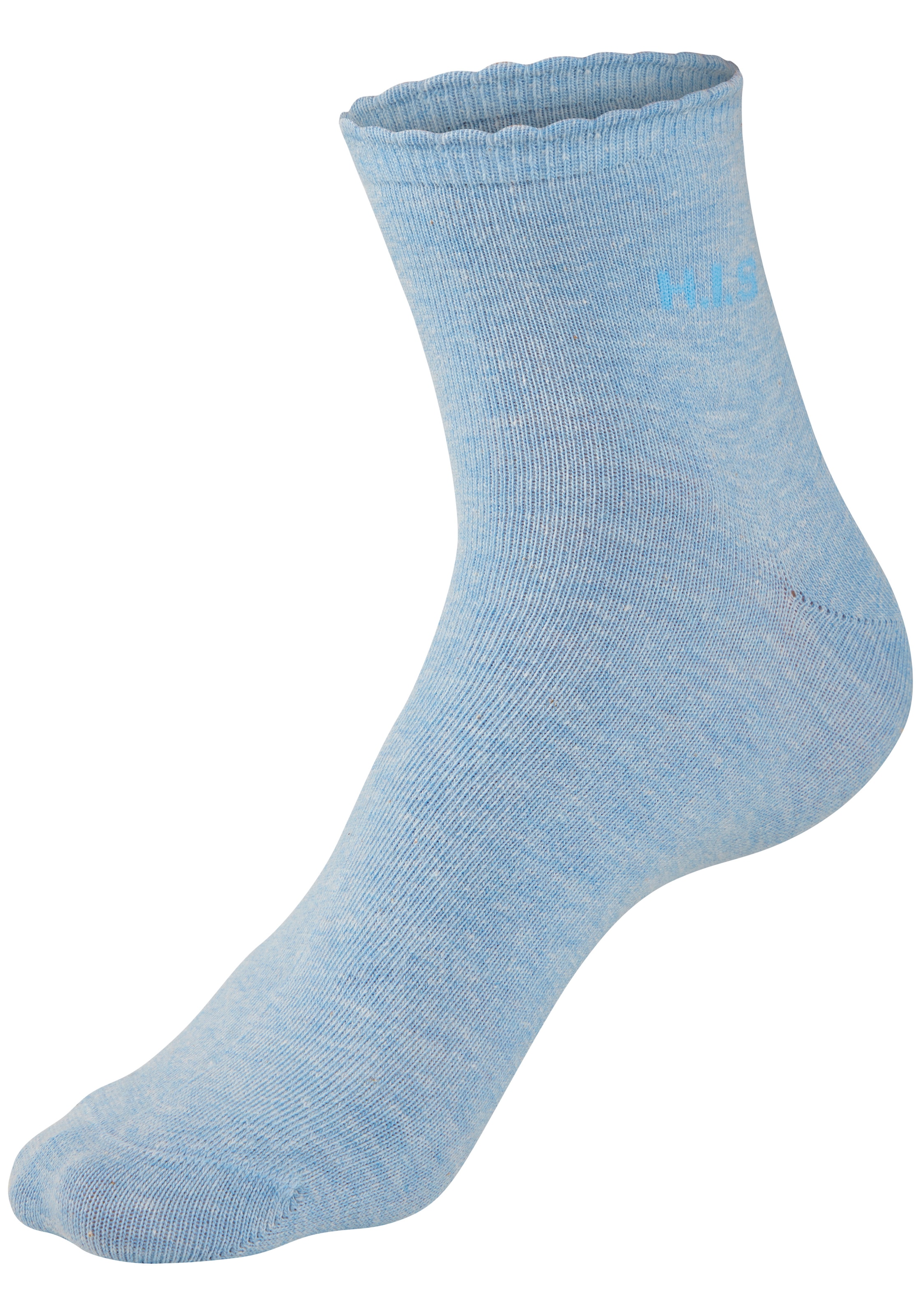 H.I.S Chaussettes courtes »Damen uni und meliert für die ganze Woche« Paquet, 7 Couple tlg. avec un bord-côte ondulé
