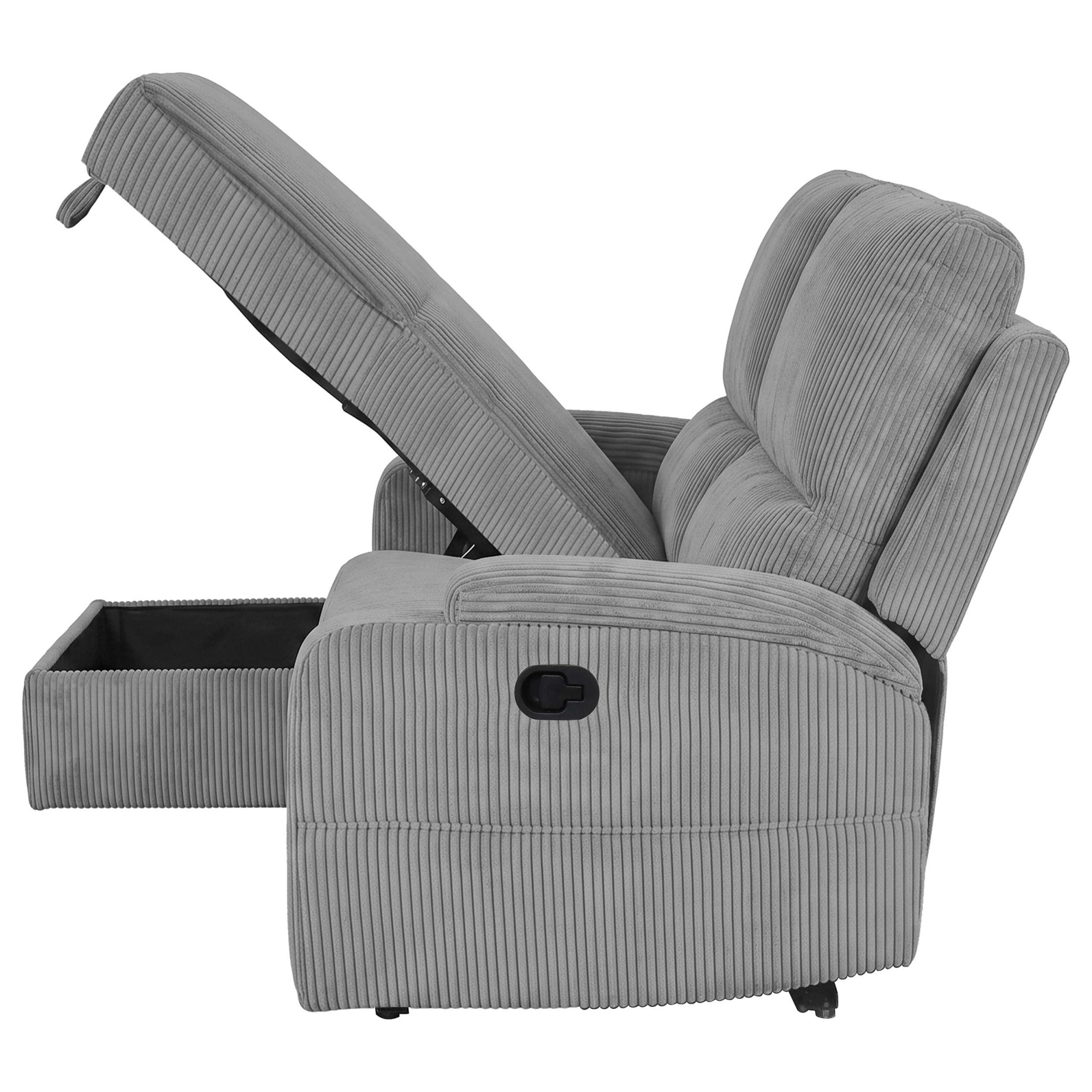 GOODproduct Canapé d'angle »NAPORI Cord, Multimediasofa, L-Form« fonction relax manuelle ou électrique, USB-A pour la version électrique, coffre de rangement