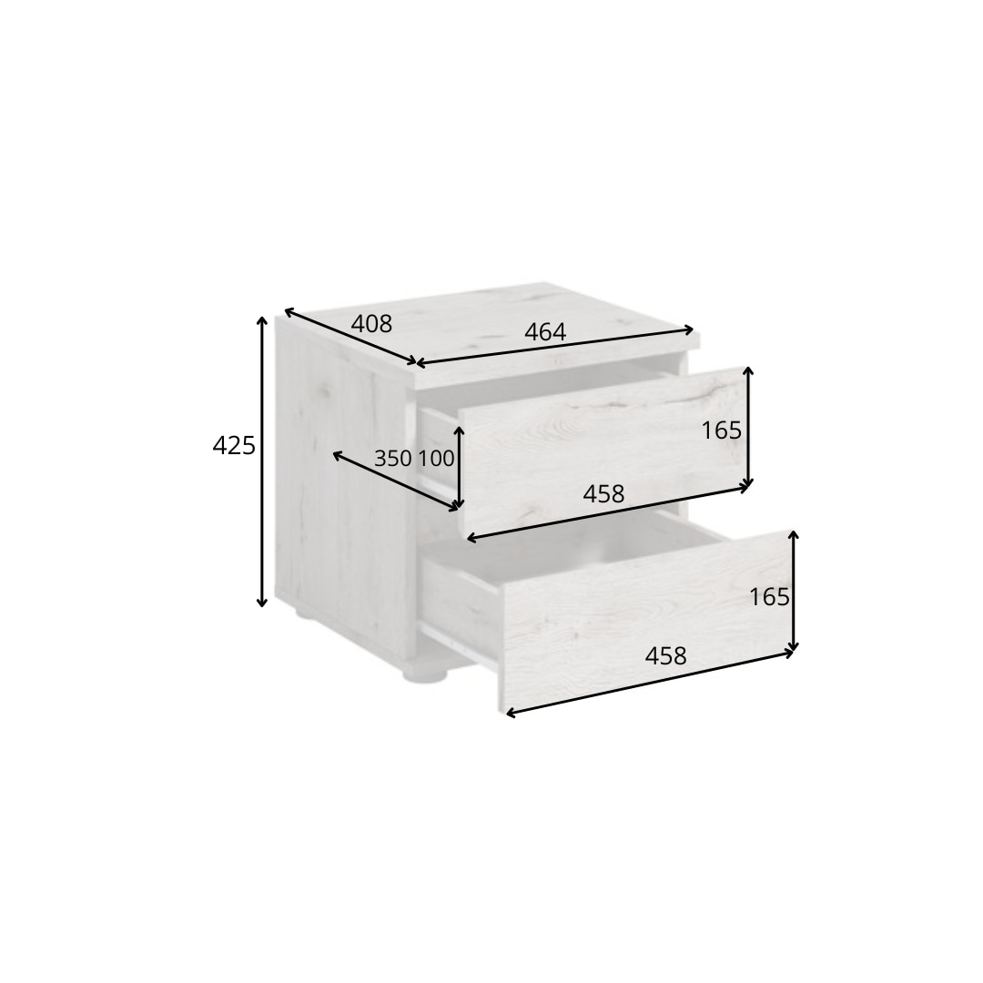 Home affaire Nachttisch »PRESSAC Nachtkommode mit 2 Schubladen, Set 2 Stücke« Set, zwei Stücke,  Set, 2 St., zwei Stücke, Nachtschränke, Masse B/T/H: 46,4/40,8/42,5cm