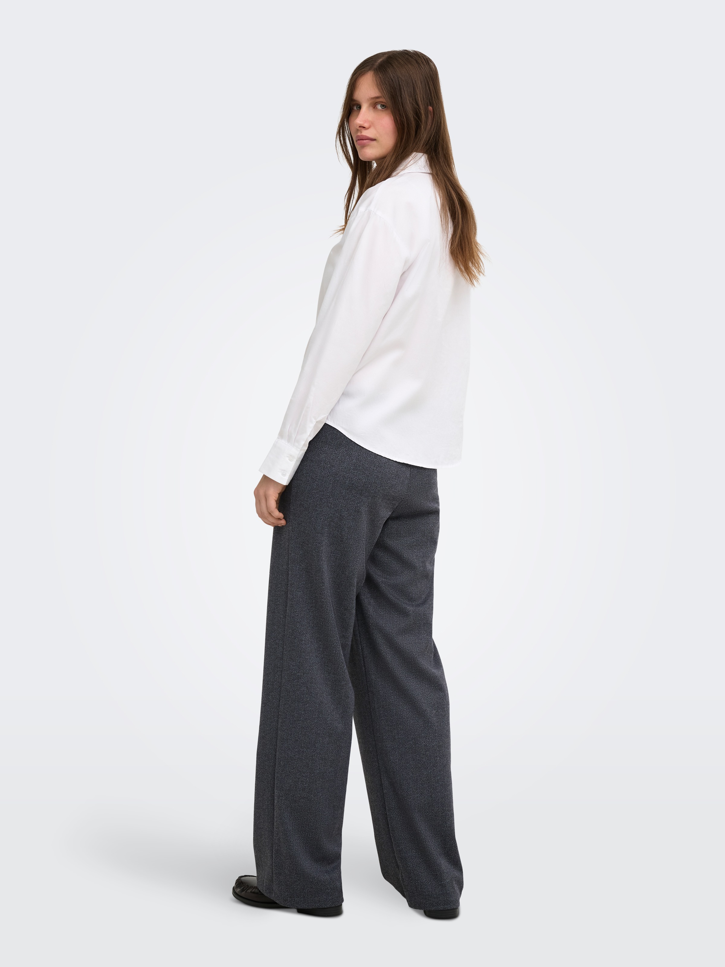 ONLY Pantalon de costume »ONLBREMEN MW HERRINGBONE WIDE PANT PNT«  mélange de matériaux