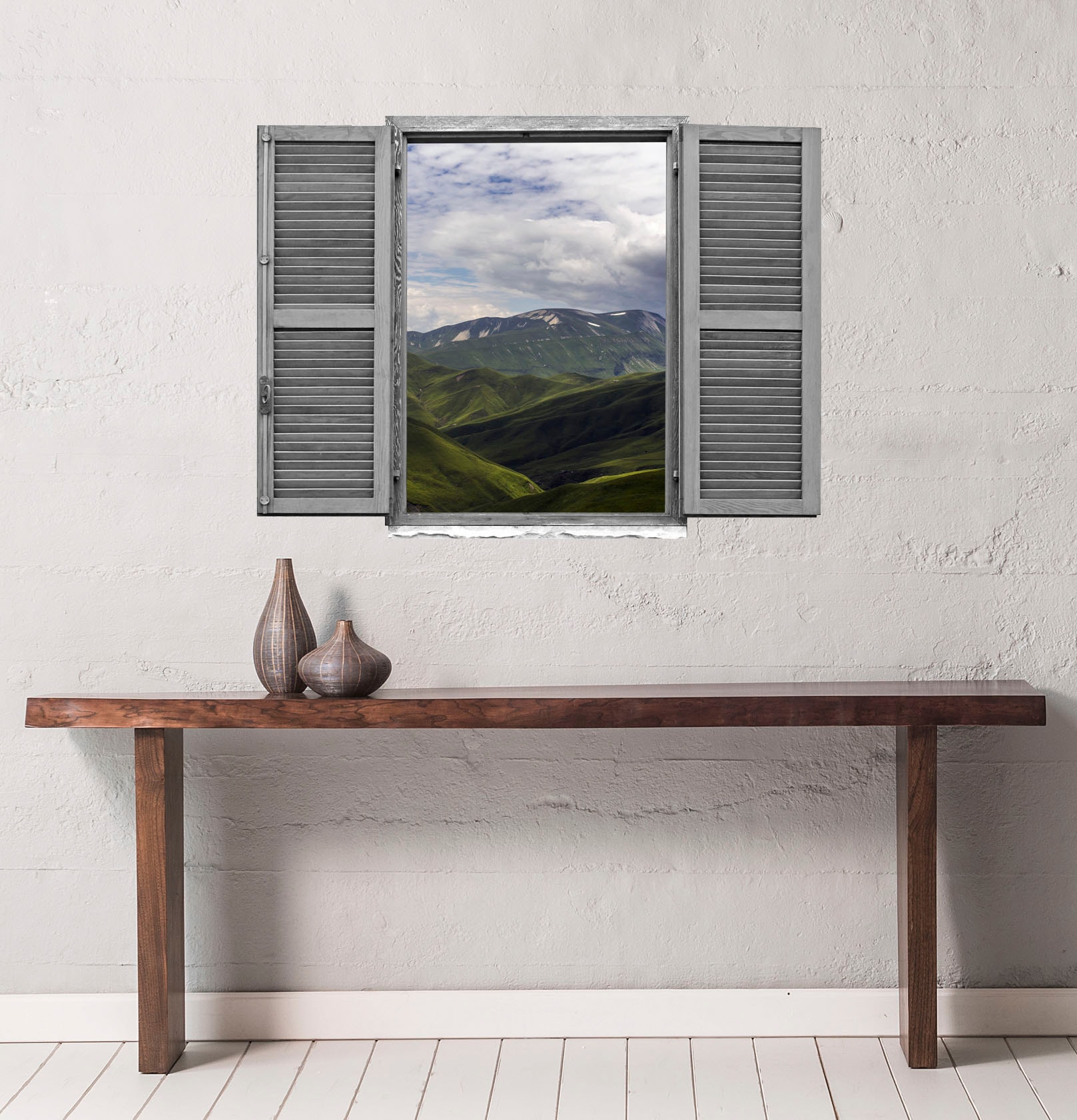 queence Wandtattoo »Landschaft« Wandsticker, Wandbild, selbstklebend, 3D, Fenster