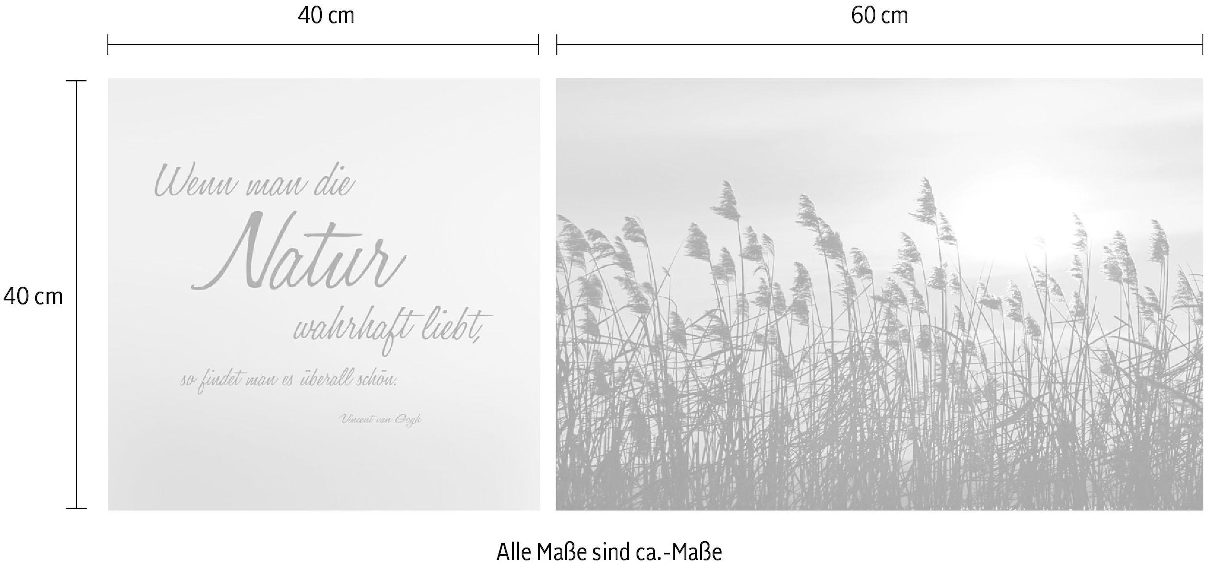 queence Leinwandbild »Natur« Blumen | Blumenbilder | Gräser | Kunst | Modern | Schriftzug | Schriftzüge | Spa | Spa Bilder | Sprüche | Sprüche & Texte Set,  Premium-Leinwandstoff, Handarbeit aus Deutschland, Zitat, 2er Set