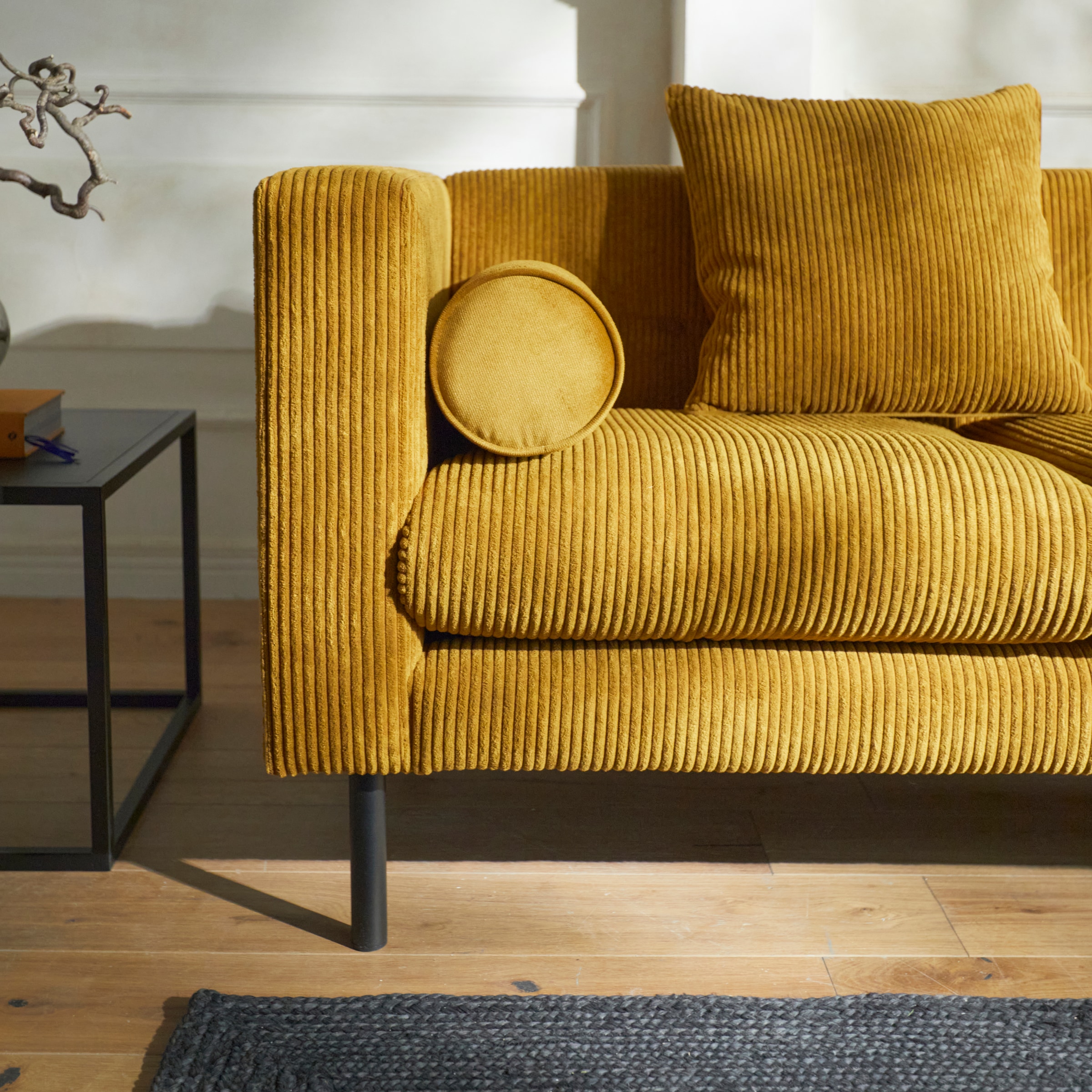 Home affaire 3-Sitzer »Lillibeth Designsofa mit Wellenunterfederung, Masse B/T/H: 218/74/83 cm« Zierkissen als Wendekissen, Bezug Samtoptik oder Cord