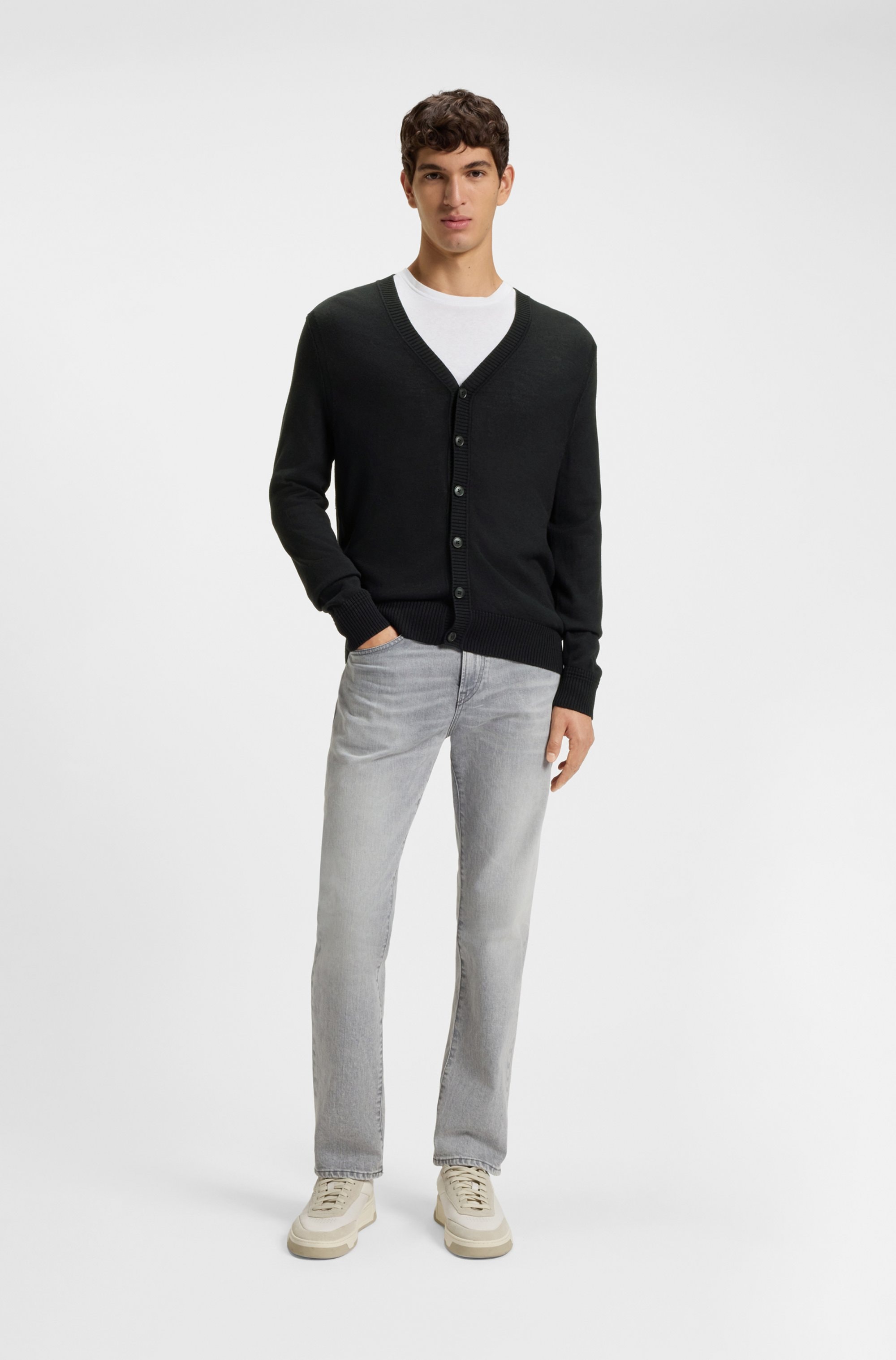 BOSS ORANGE Veste en tricot »Avac_CD« mit tiefem V-Ausschnitt