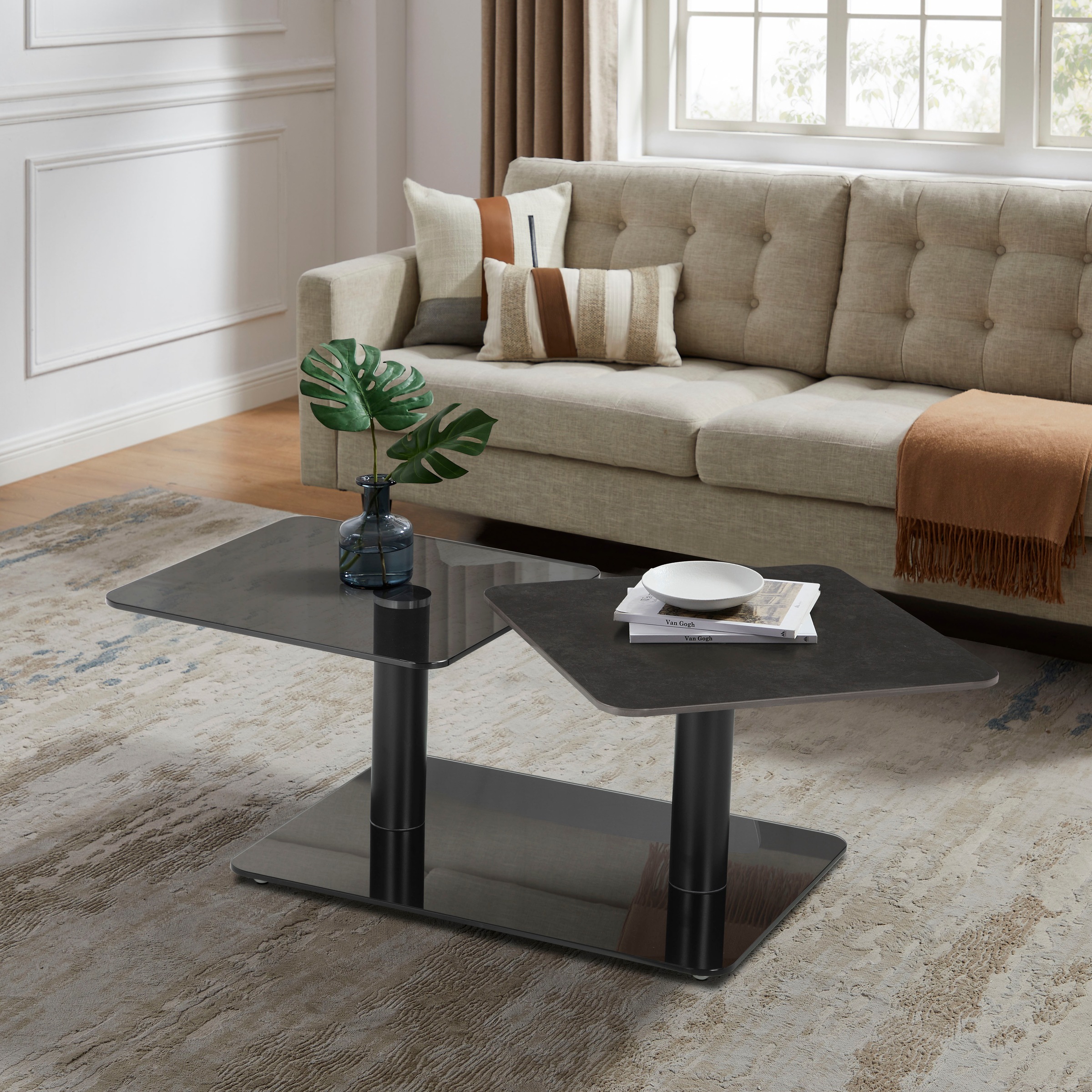 GOODproduct Table basse »Craco« mit verschiebbarer Ablagefläche im puristischen Design