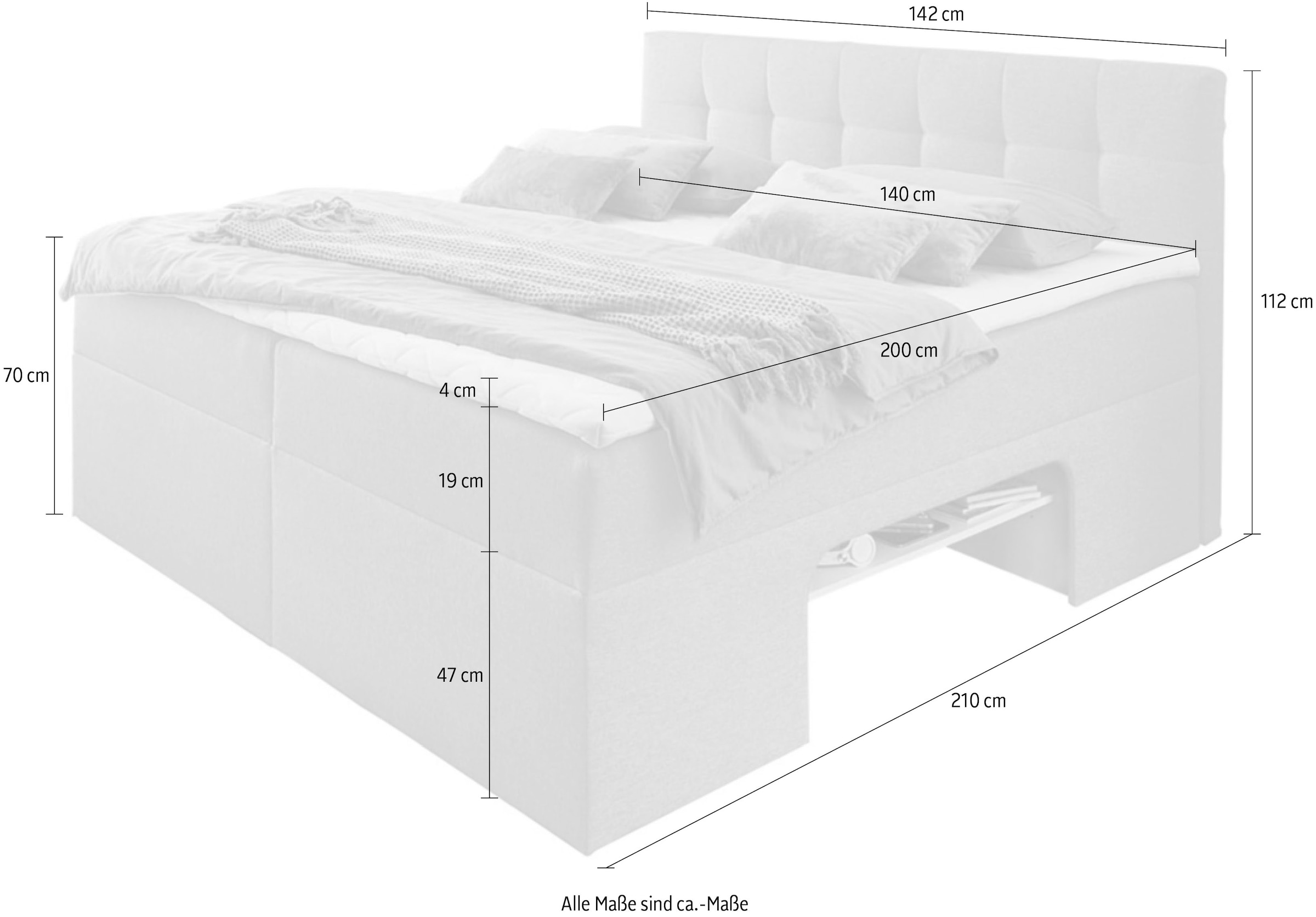 Home affaire Boxbett Nische im Bettkasten für zusätzlichen Stauraum