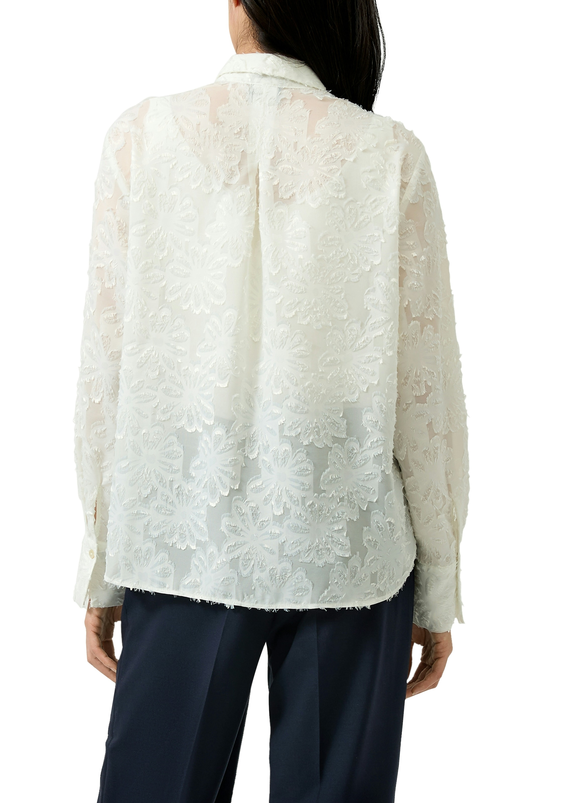 s.Oliver BLACK LABEL Blouse à manches longues avec applications florales, transparent