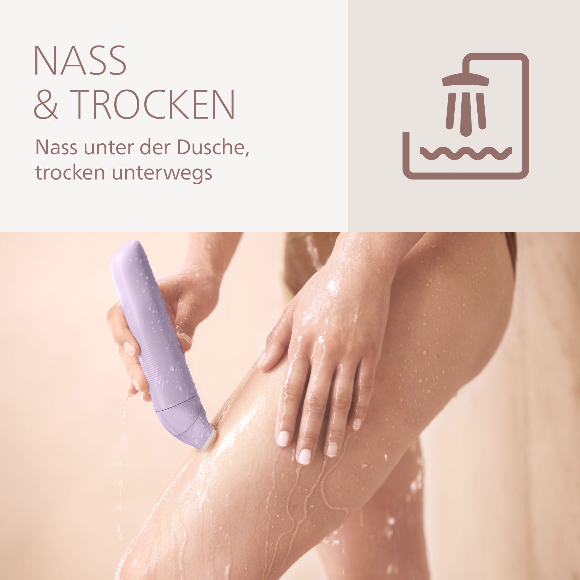 Philips Rasoirs électriques »Lady Shaver Series 6000« 3 cuis Aufsätze kabelloser Rasierer, nass und trocken, inkl. Trimmeraufsatz