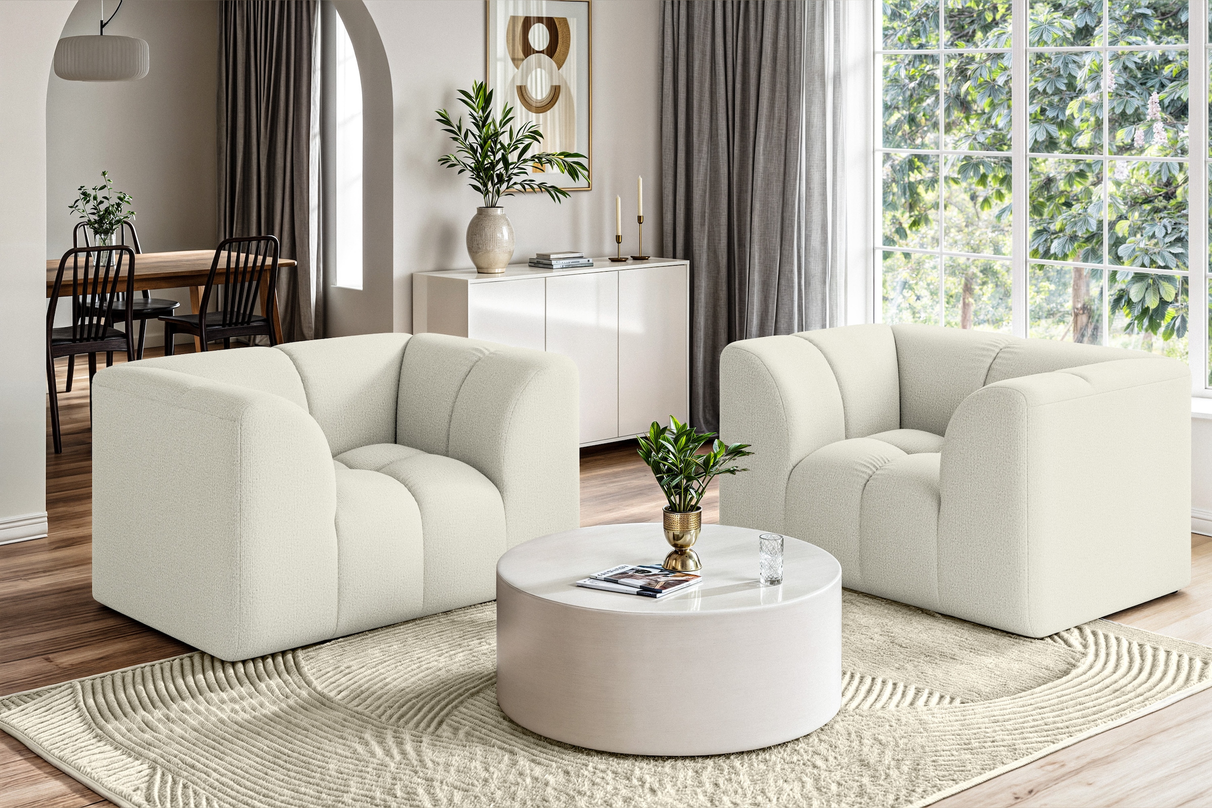 GOODproduct Fauteuil »TUURE Verlässliche Qualität, moderne Steppung, Breite 134cm« Bubble Optik, hoher Sitzkomfort, Wellenunterfederung