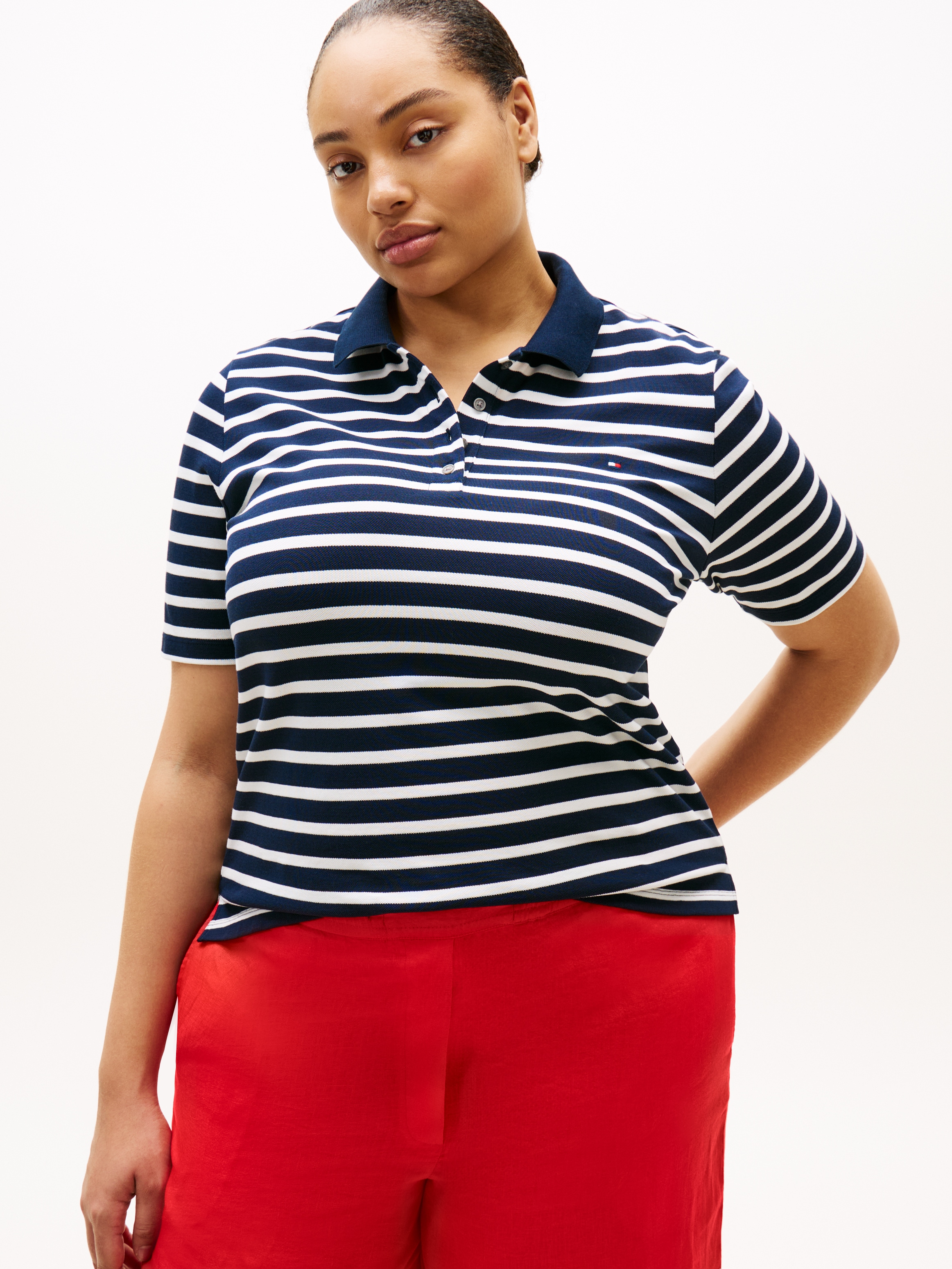 Tommy Hilfiger Curve Poloshirt »CRV 1985 REG PIQUE POLO SS« in grossen Grössen, Piqué-Qualität