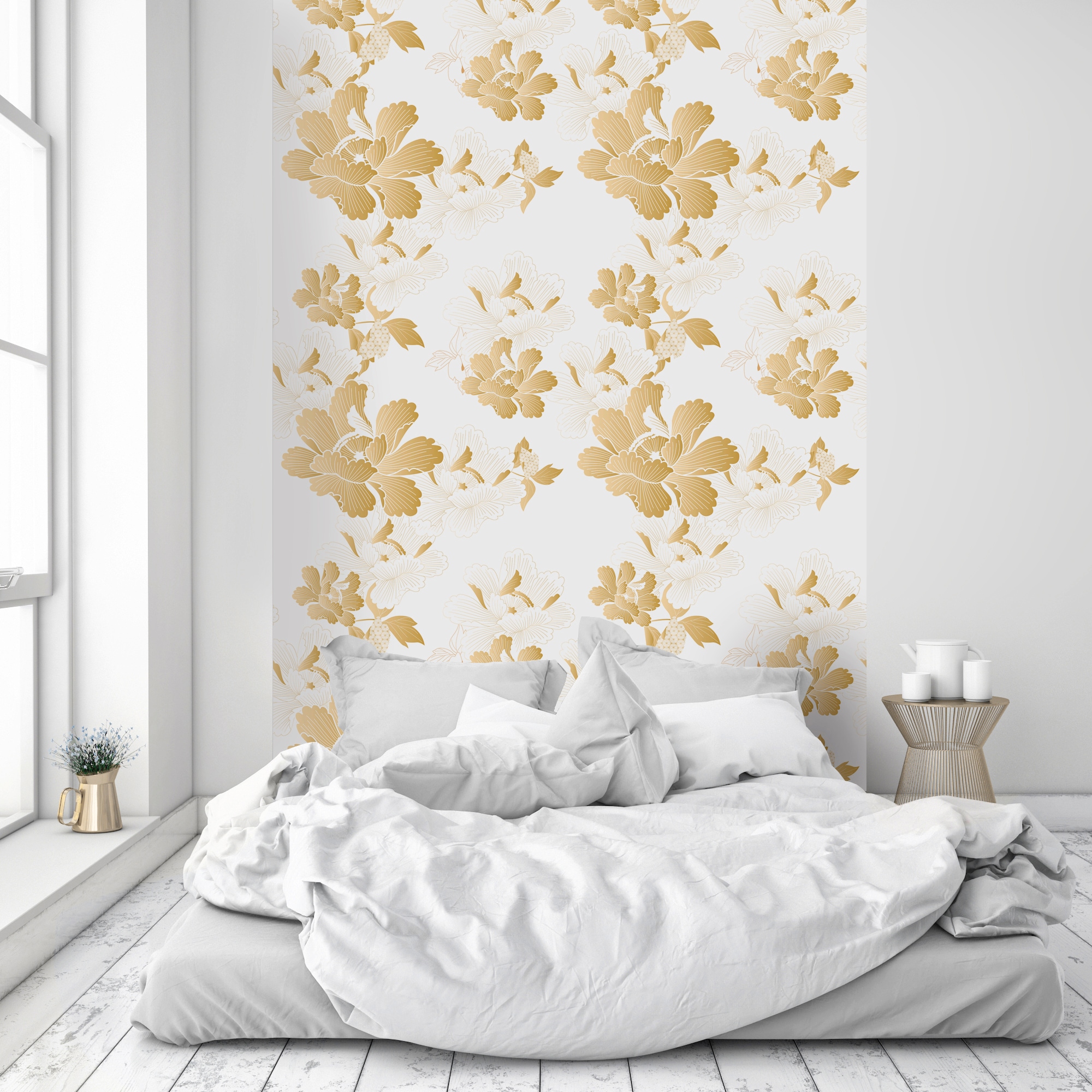 queence Papier peint vinyle »Melina« Motif | botanique | floral | imprimé | naturellement | à motifs 90x250cm, selbstklebend, kinderleichte Anbringung, , Sticker