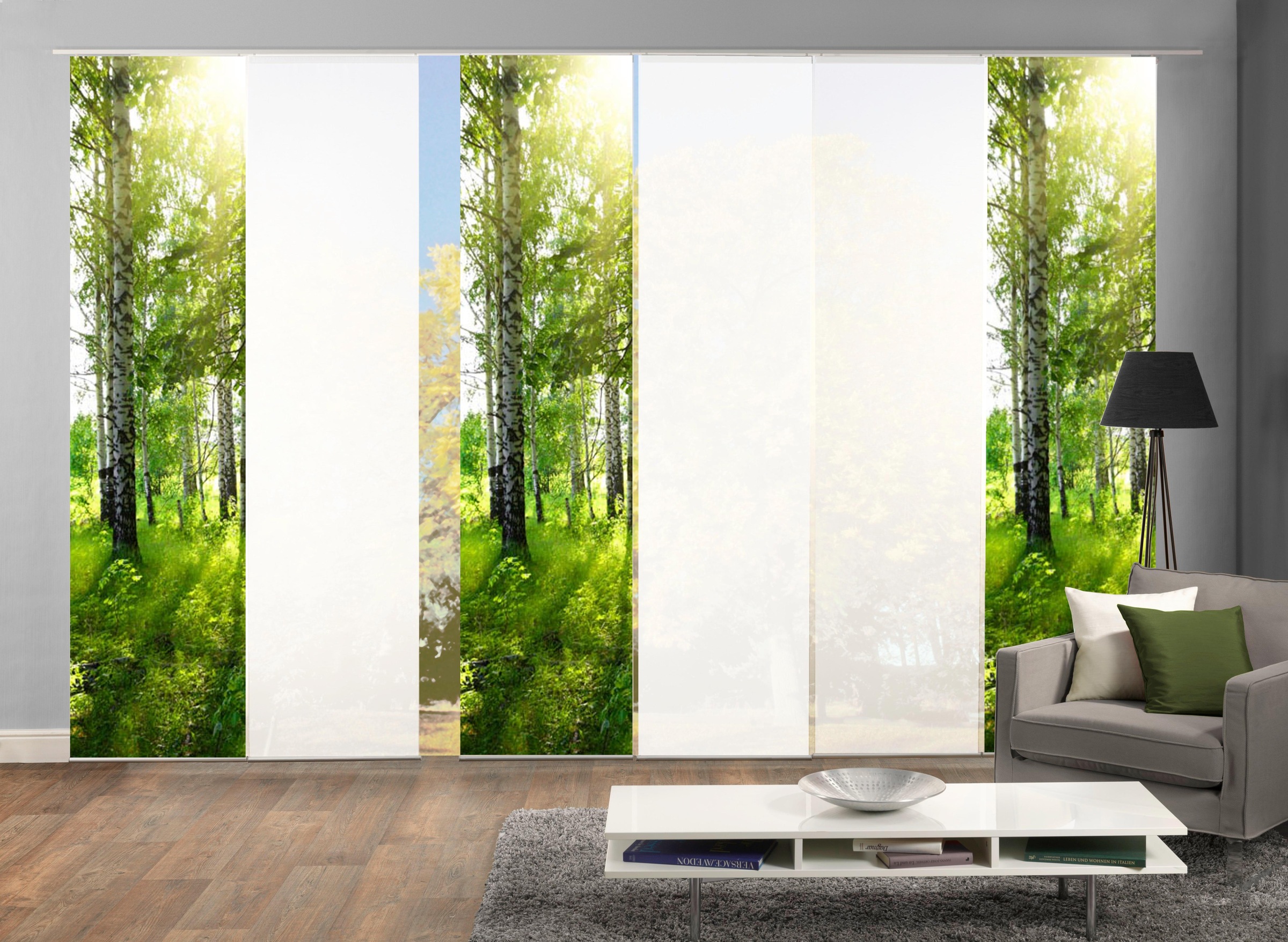 HOME WOHNIDEEN Rideau coulissant »GALWAY« Velcro 6 cuis tlg. HxB: 245x60, inkl. Befestigungszubehör