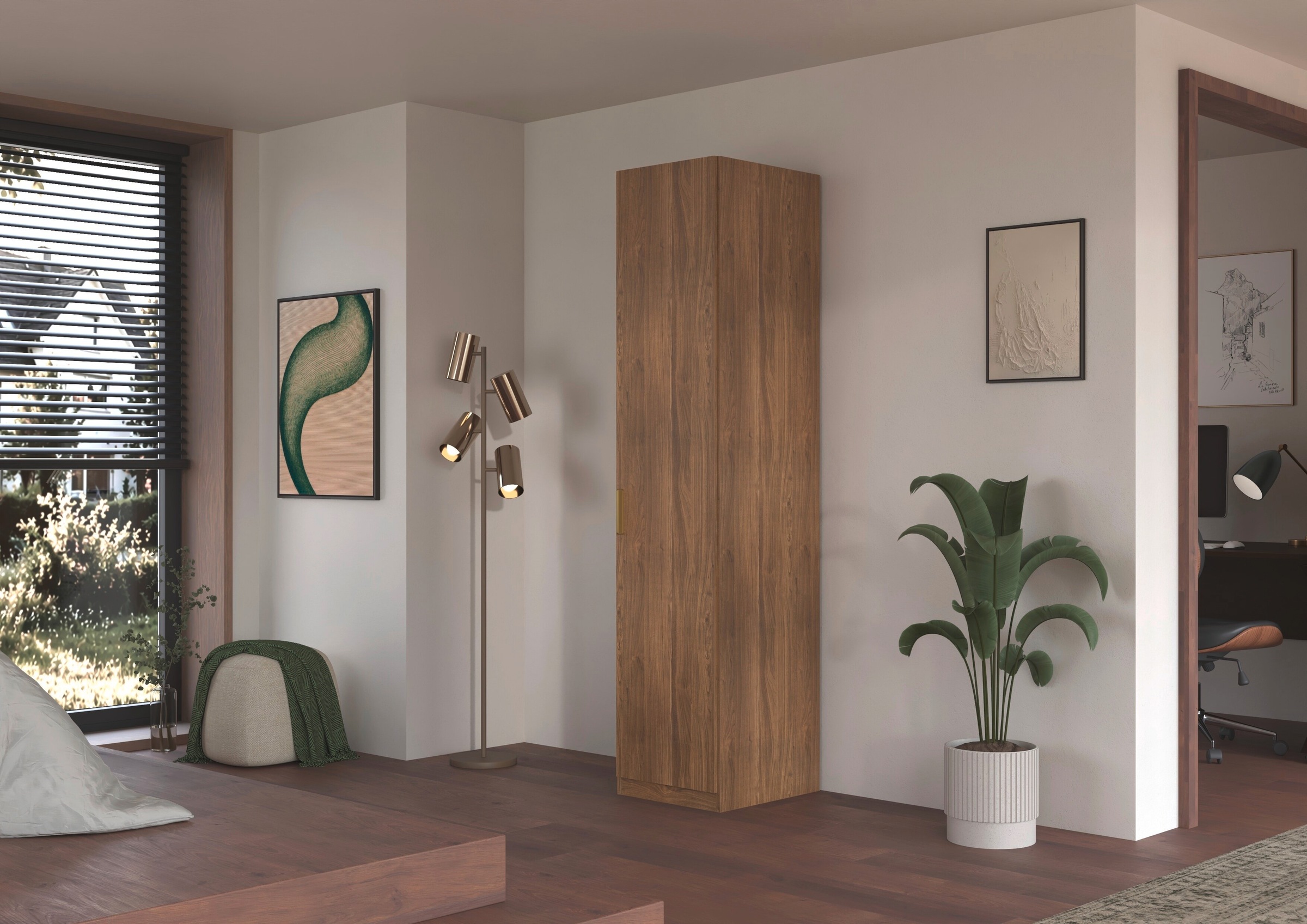 GOODproduct Kaminumbauschrank »Schrank Möbel Schlafzimmer Garderobe Kinderzimmer WELTNEUHEIT ZELLARA« PATENTIERTES SCHNELLMONTAGESYSTEM Griff Goldfarben MADE IN GERMANY