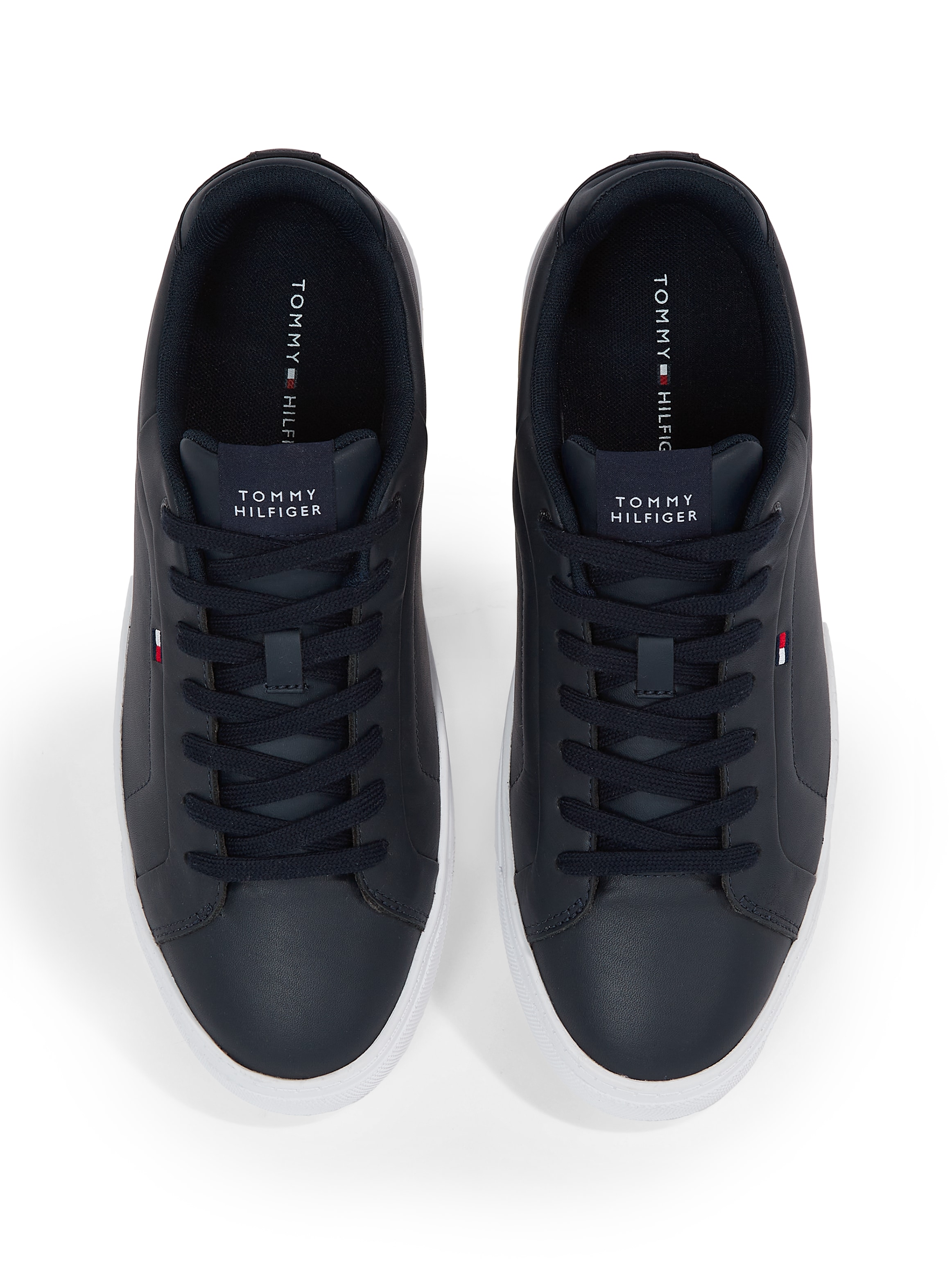 Tommy Hilfiger Sneaker »ICON COURT LTH FLAG ESS«  , Freizeitschuh, Halbschuh, Schnürschuh mit kleiner Logoflagge