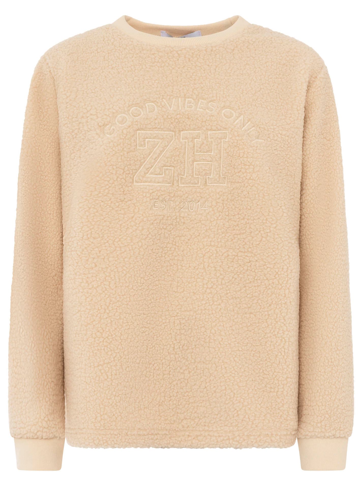 Zwillingsherz Sweatshirt »"Good Vibes"«, Teddy Sweater, Prägung auf Vorderseite, Rundhals, Ärmelbündchen
