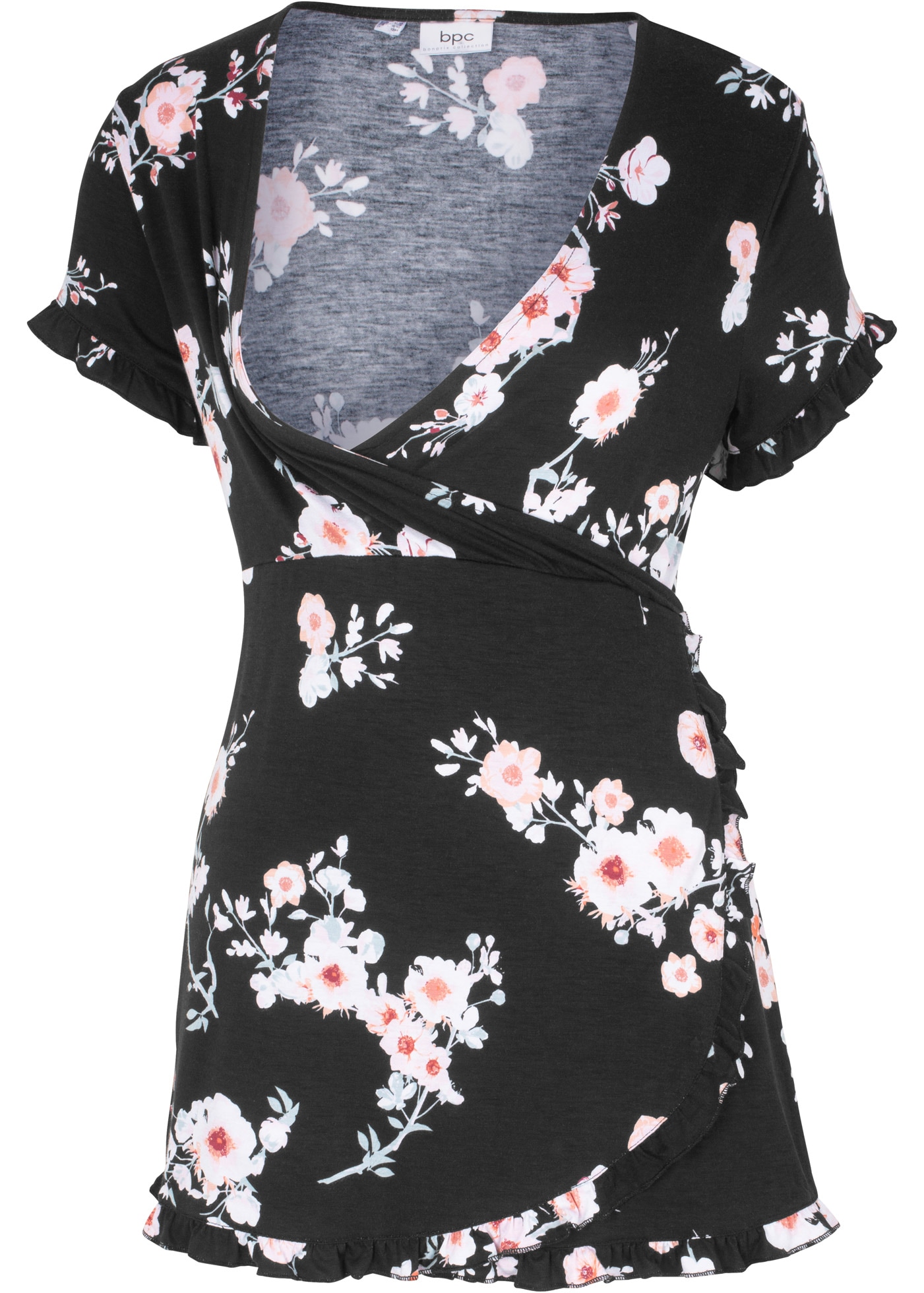 bonprix Tunika ausgestellte Passform, mit V-Ausschnitt, mit kurzem Arm