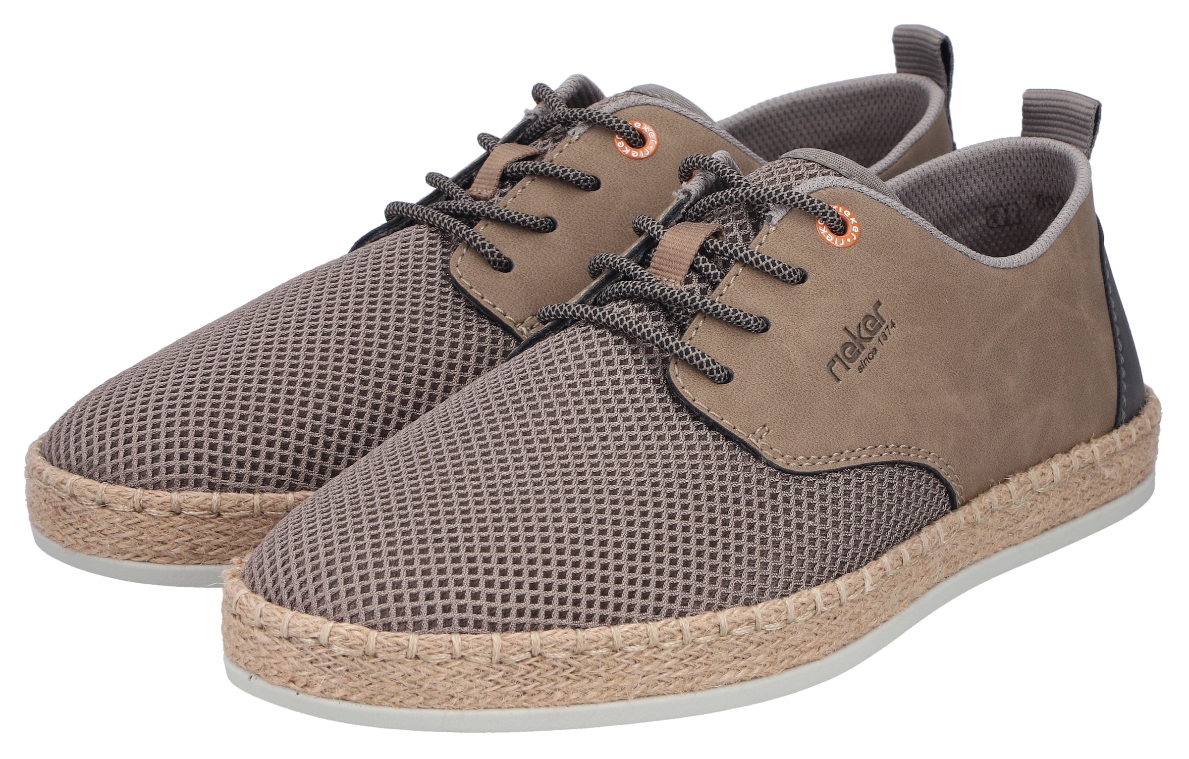 Rieker Chaussure à lacets  Chaussure basse, sneaker, à lacets avec bordure en raphia sur la semelle