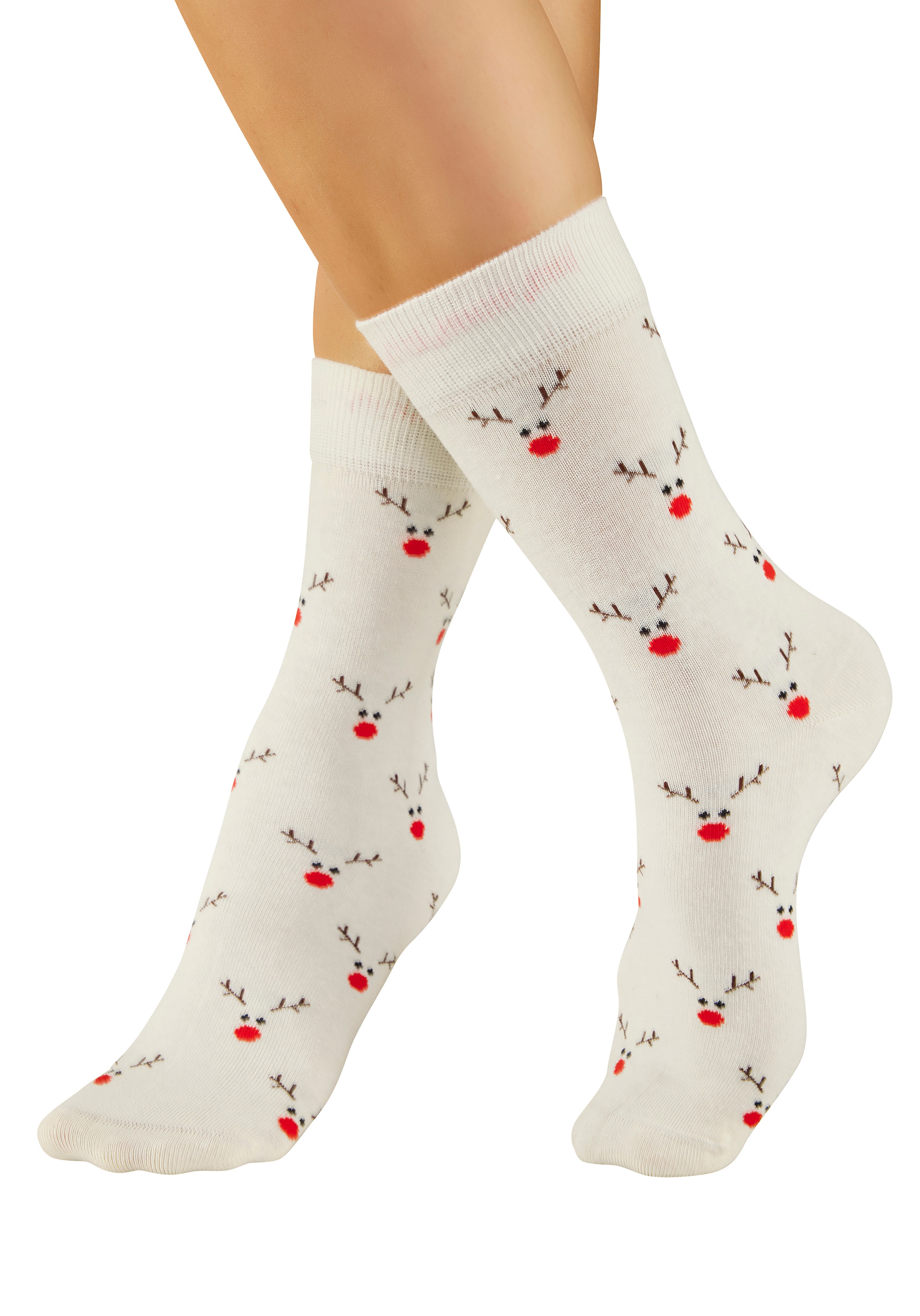LASCANA Freizeitsocken »Damen Weihnachtssocken« Packung, 3 Paar tlg. mit zwei unterschiedlichen Designs