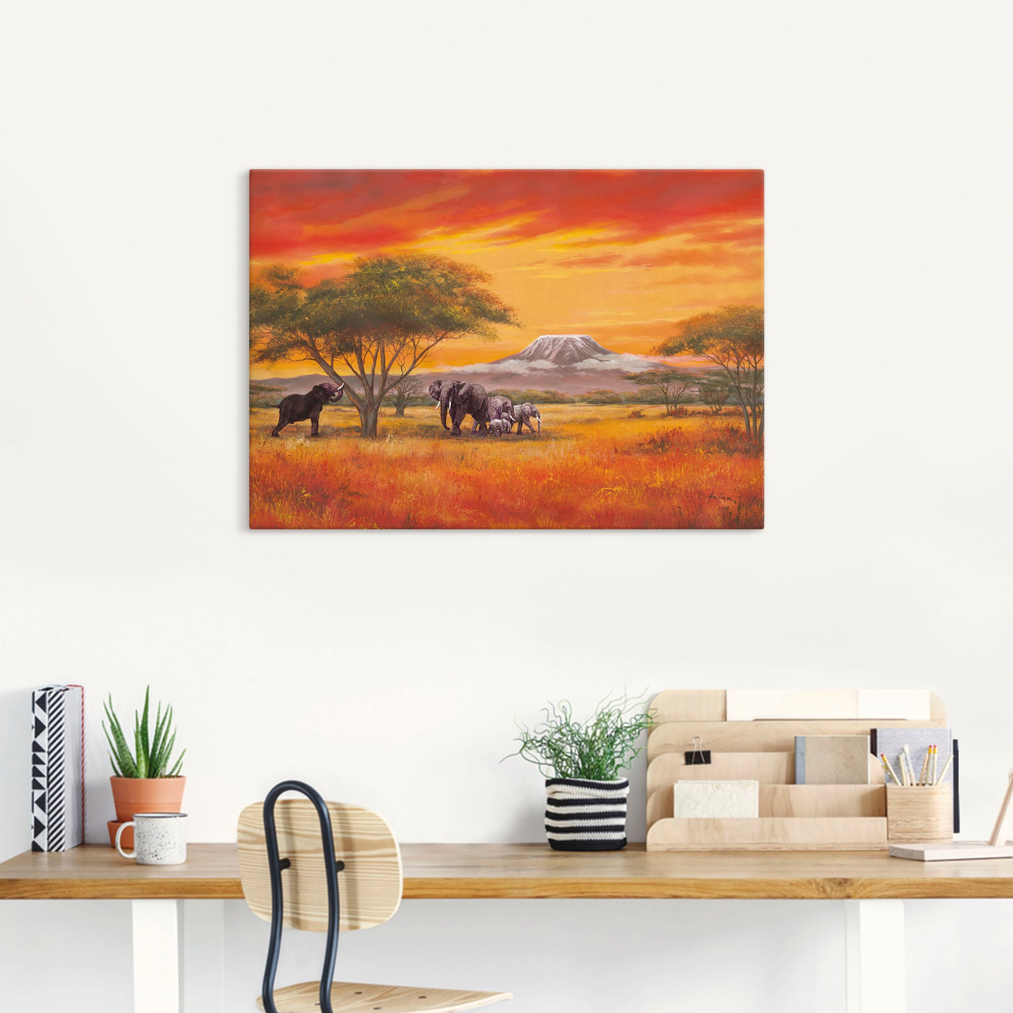 Artland Tableau sur toile »Elefanten« 1 cuis tlg. auf Holzrahmen gespannt