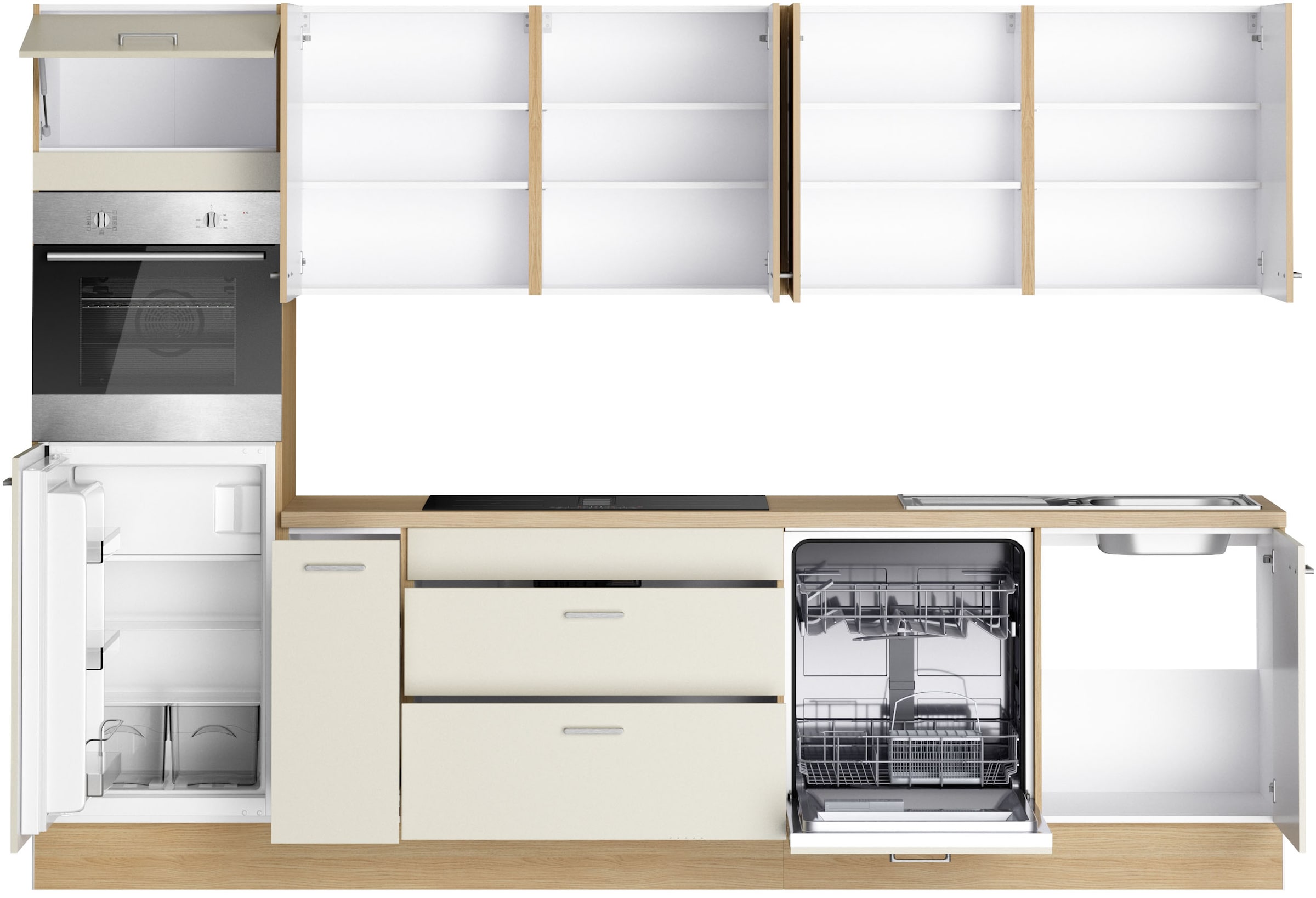 KOCHSTATION Kitchenette »KS-Lucy« Breite 300 cm, Soft-Close, inkl. Zubehör, wahlweise mit E-Geräten