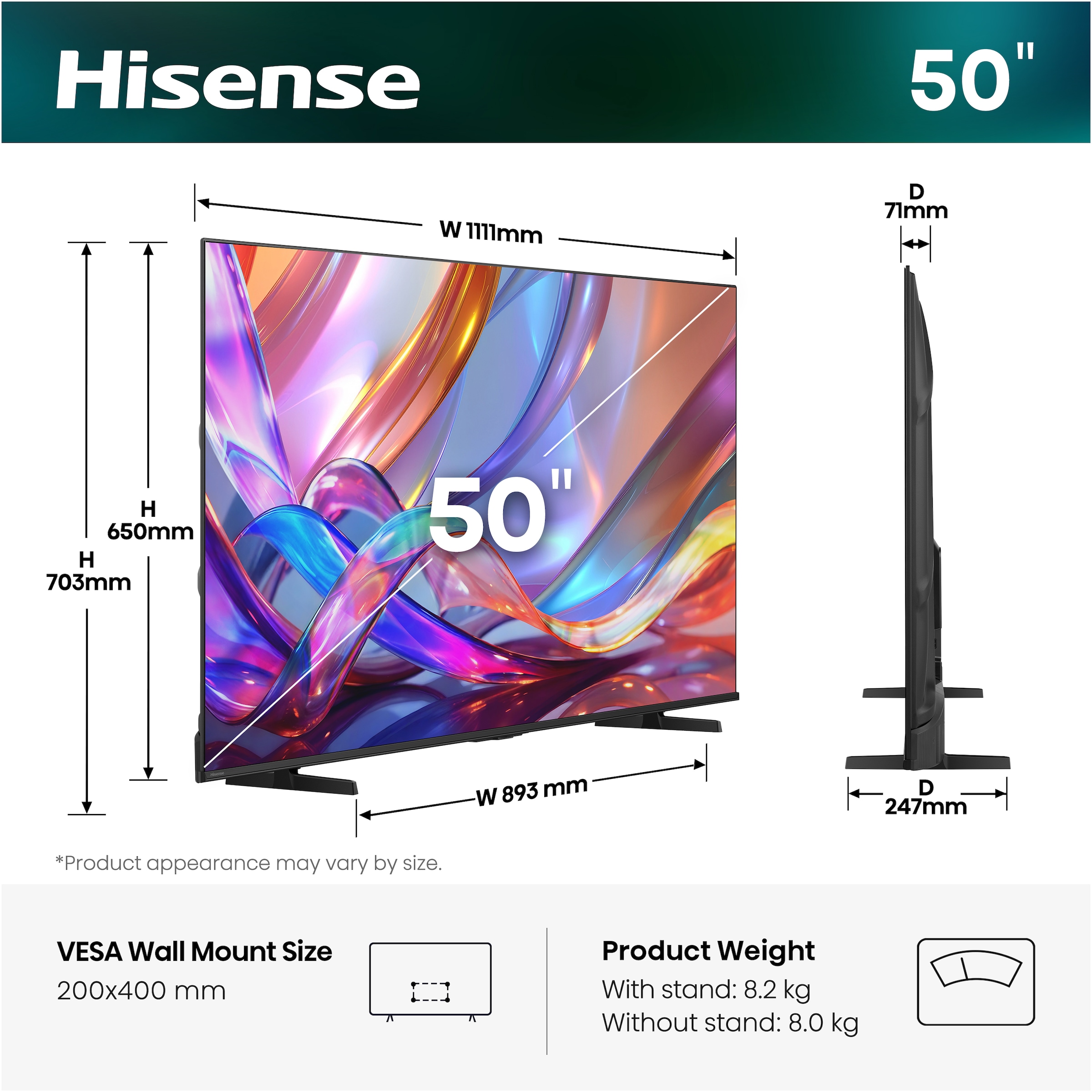 Hisense QLED-Fernseher »50E7S« 126 cm/50 ″ Smart-TV