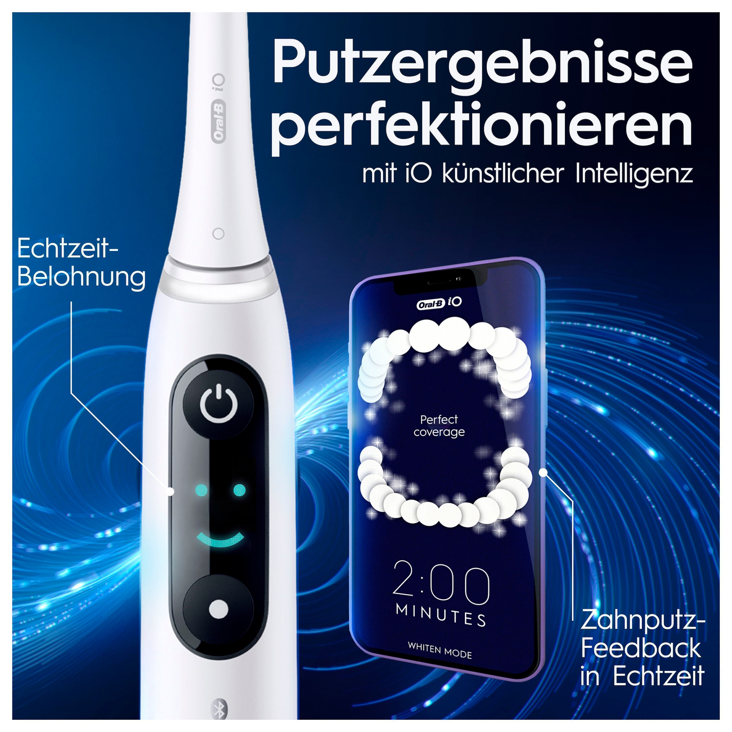 Oral-B Elektrische Zahnbürste »iO 8« 2 Stk. Aufsteckbürsten mit Magnet-Technologie, 6 Putzmodi, Farbdisplay & Reiseetui