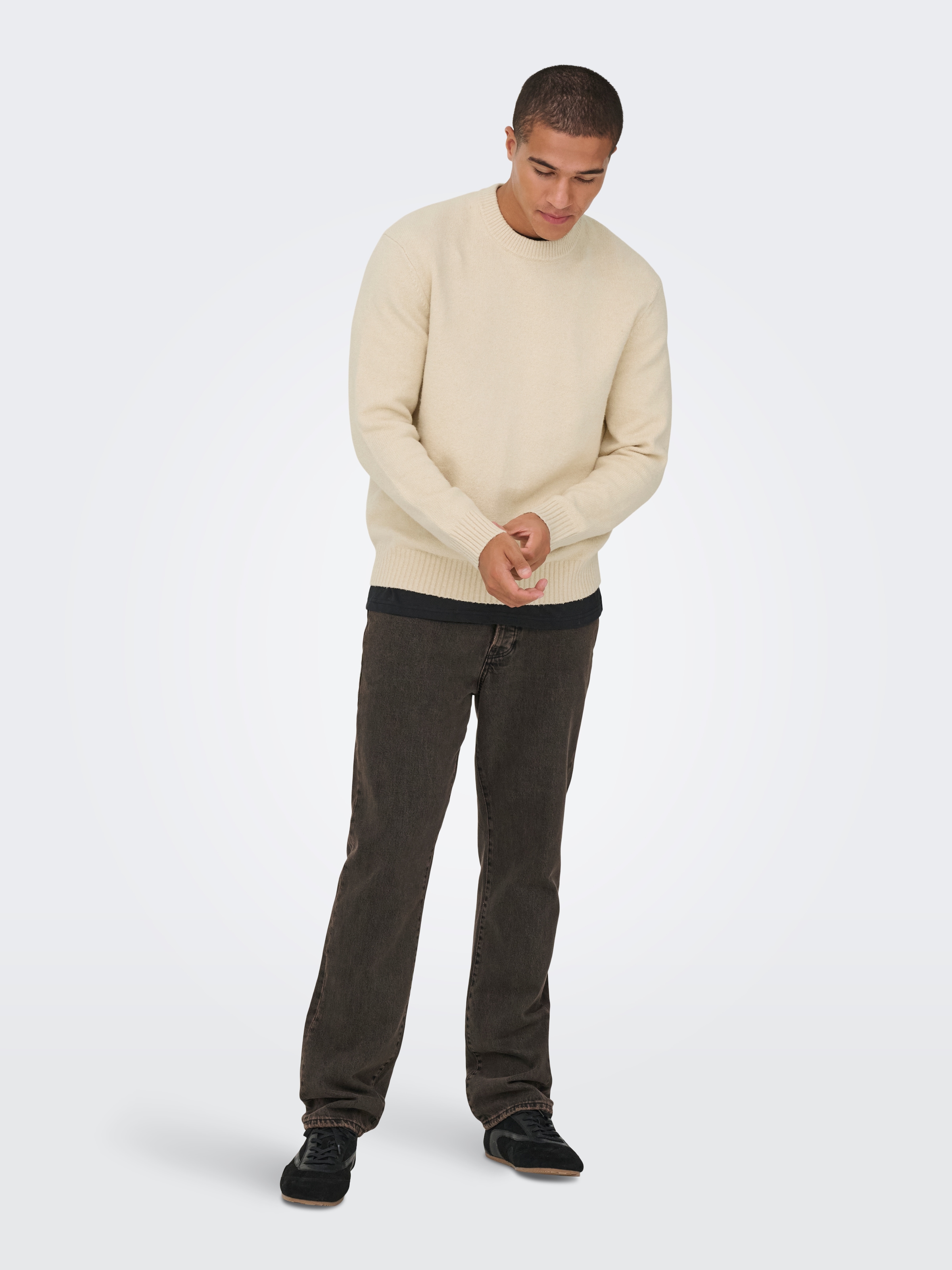 ONLY & SONS Pull à col rond »ONSJAMES RLX CREW KNIT« mélange coton, coupe décontractée