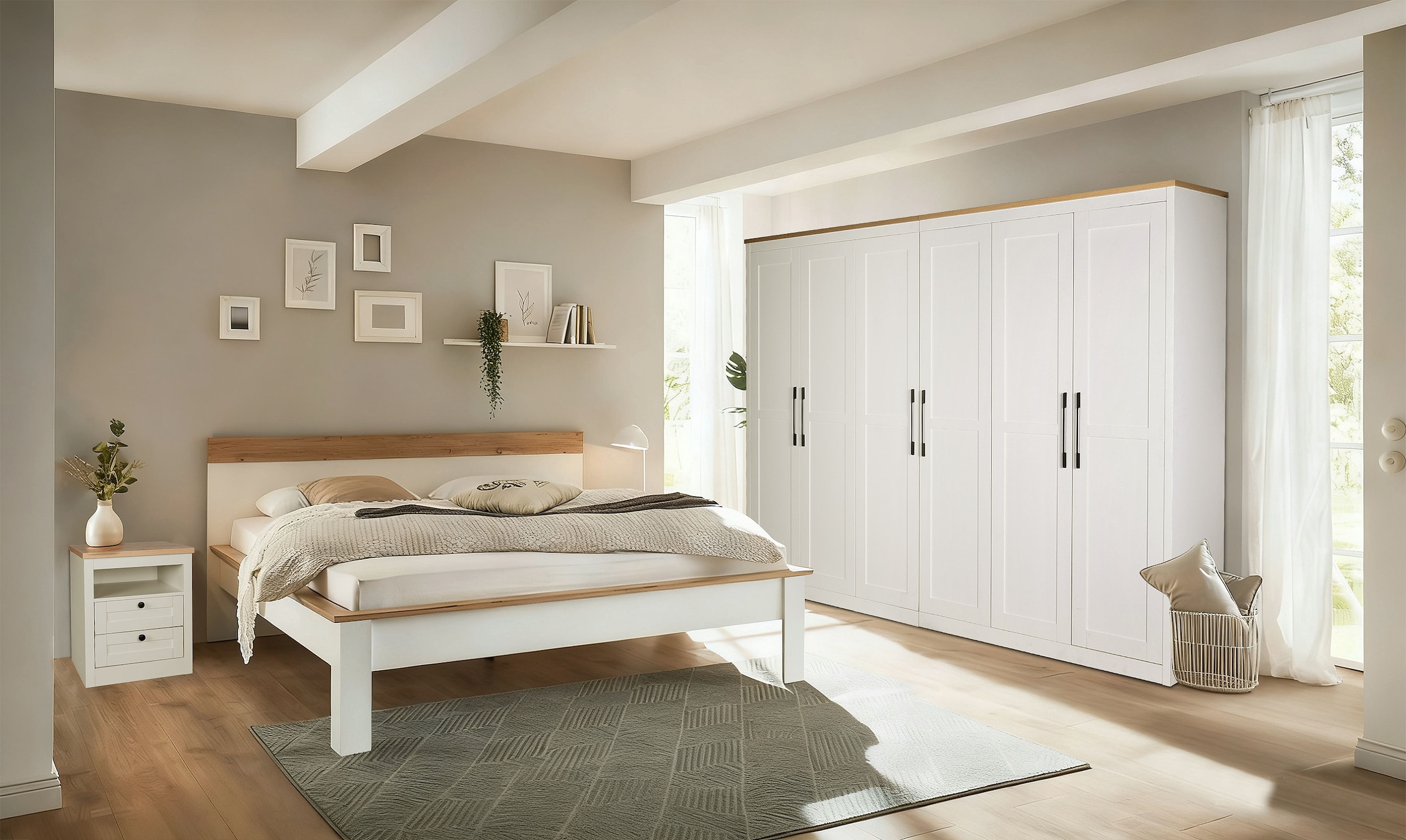 GOODproduct Armoires à vêtements »Büsum Schlafzimmer Schrank mit 6 Türen« Construction robuste et stable avec répartition optimale - largeur 3 m,  Armoire de chambre style campagne garde-robe armoire best-seller