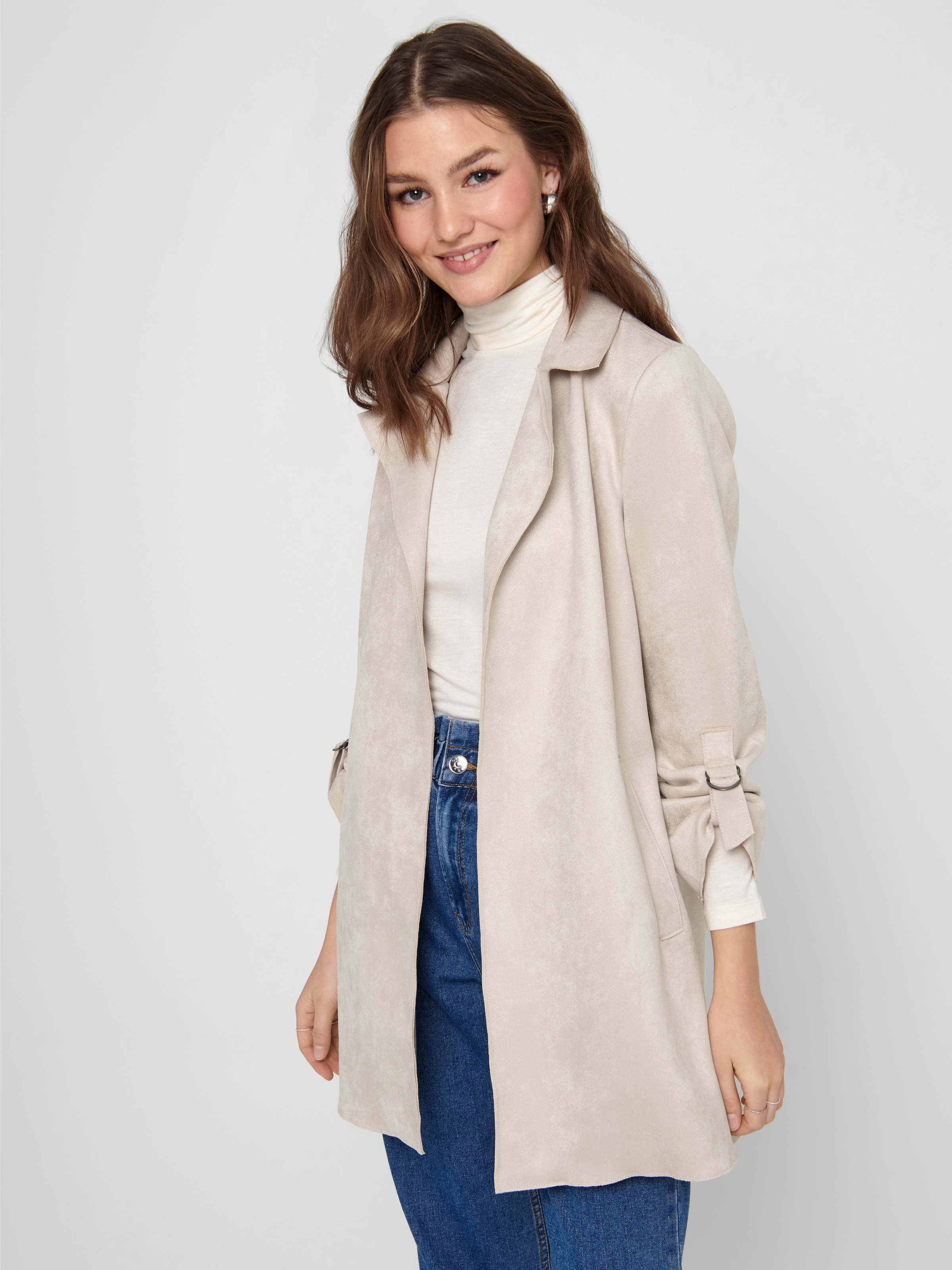 ONLY Langjacke »ONLJOLINE FAUX SUEDE COAT LIFE CC OTW« mit Reverskragen, weiches Wildlederimitat