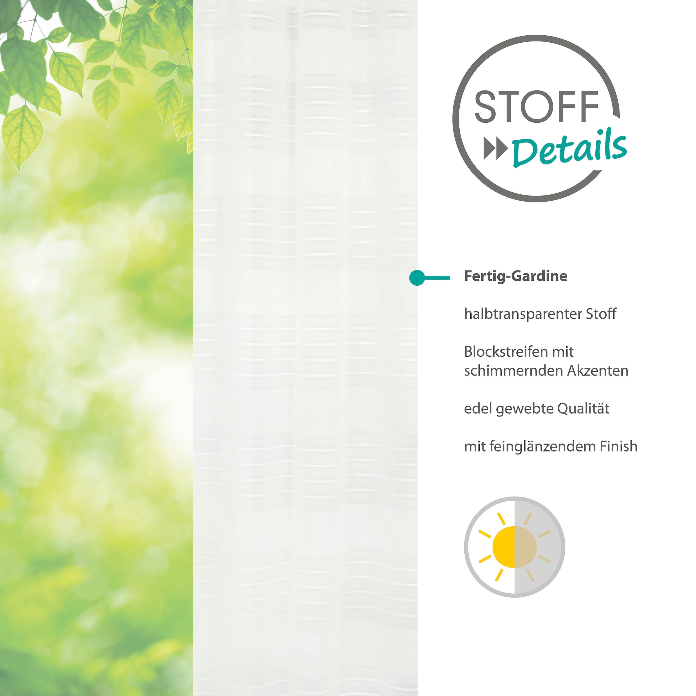 decolife Gardine »Estelle« Ösen 1 Stk. tlg. Ösenschal mit Blockstreifen weiss