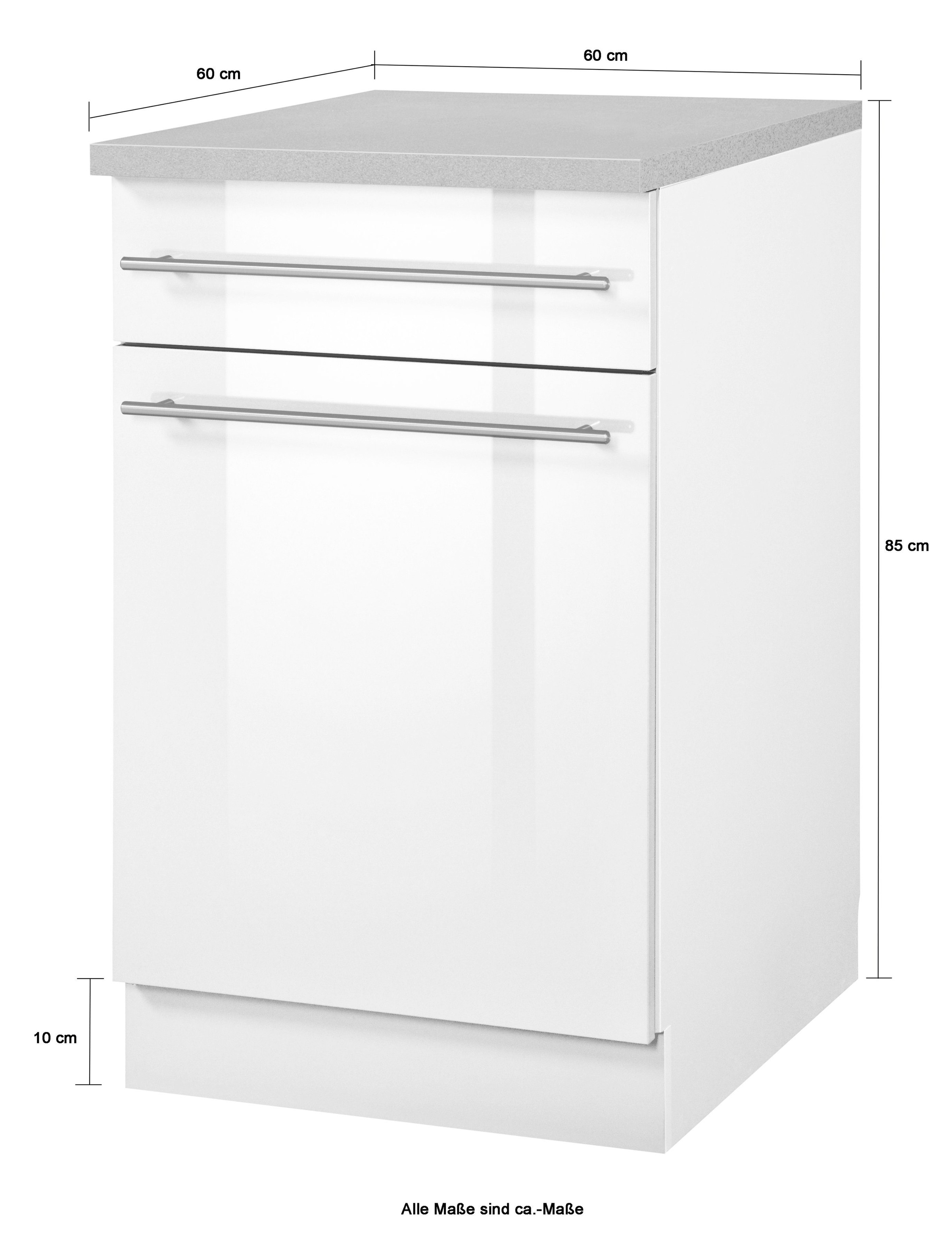 wiho Küchen Armoire basse »Chicago« 60 cm de large, 1 tiroir et 1 porte