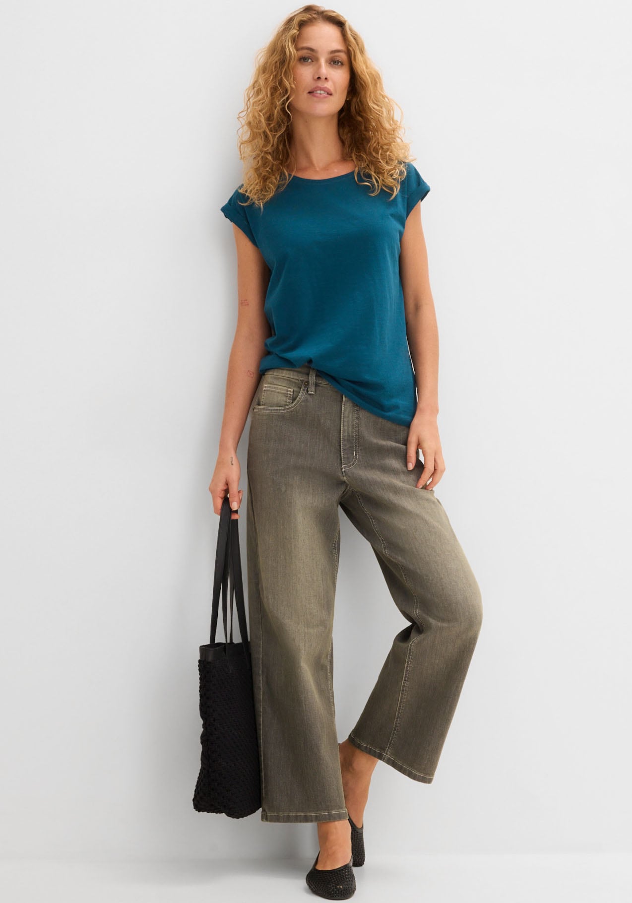 bonprix T-shirt coupe confortable, épaules tombantes, coton pur