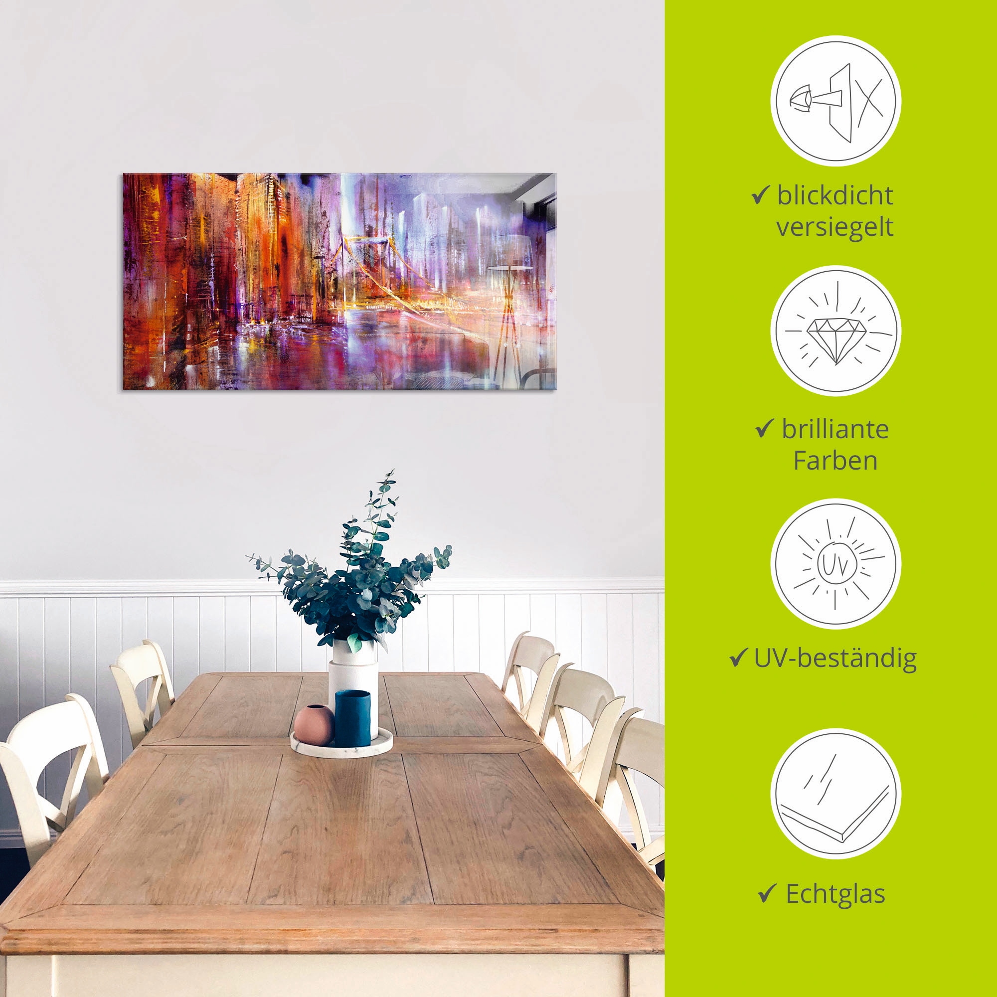 Artland Tableau en verre »Stadtansicht II« 1 cuis tlg. in verschiedenen Grössen