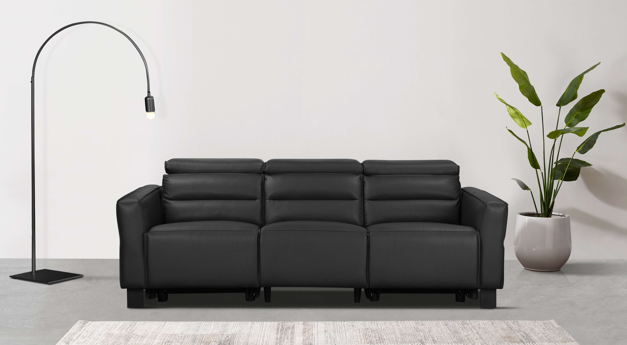 Home affaire 3-Sitzer »Carpari, 224cm, manuelle od. elektrische Relaxfunktion in 2 Sitzen« mit USB-A/C, Kopfteilverstellung, Echtleder, Kunstleder, Webstoff