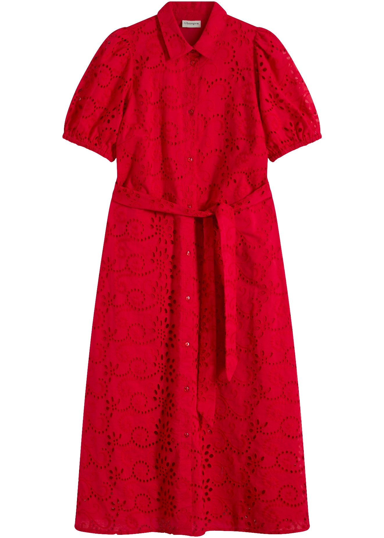 bonprix Robe chemisier aus reiner Baumwolle, mit Lochstickerei
