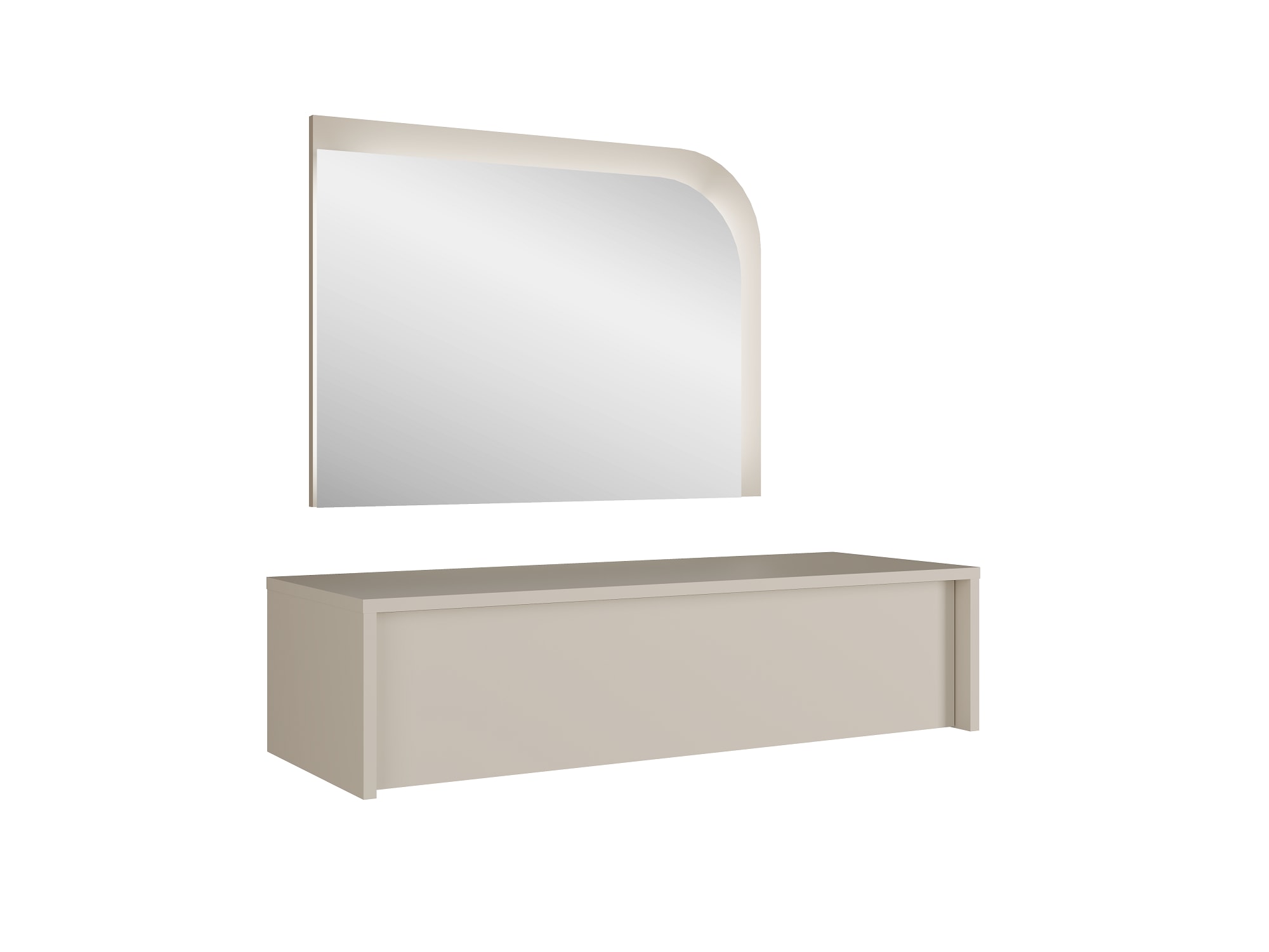 GOODproduct Coiffeuse »NANCY wandhängender Frisiertisch mit Spiegel, Beleuchtung, cashmere« Kosmetiktisch mit Schublade, LED, Soft-Close, B/T/H 93/35/23,2 cm