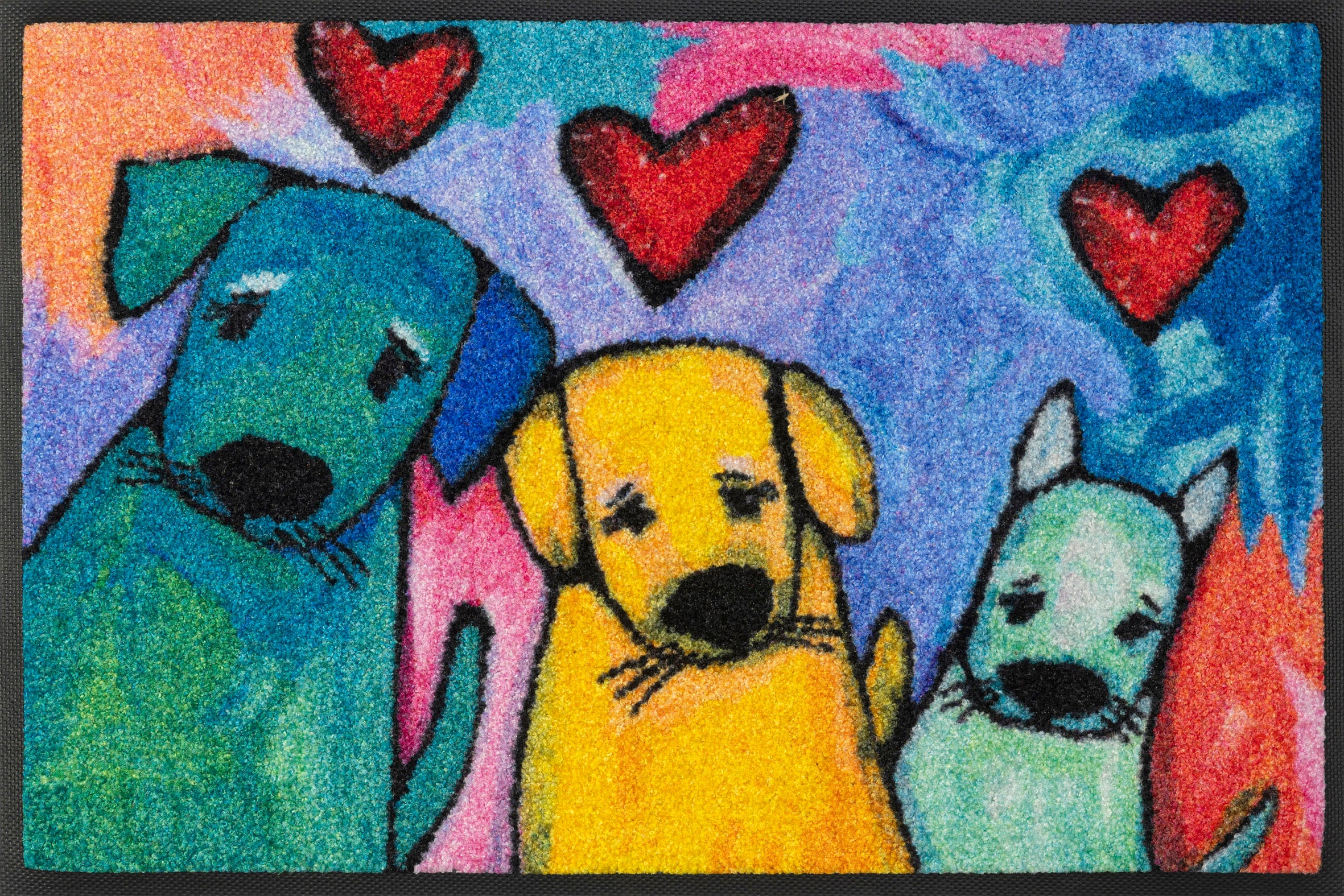 wash+dry by Kleen-Tex Tapis de sol »Doggies« Rectangulaire 7 mm Höhe Schmutzfangmatte, Motiv Hunde, modenes Design, rutschhemmend, waschbar