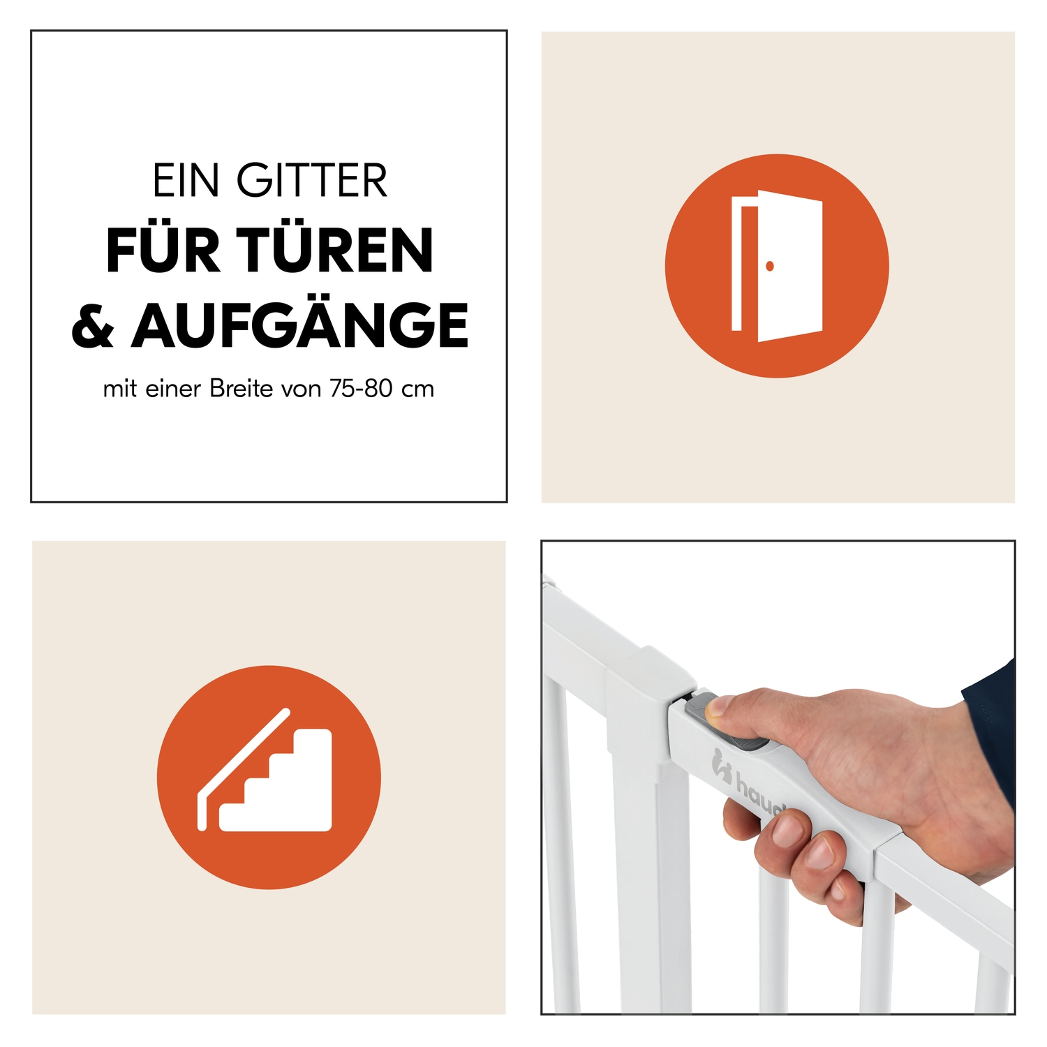 Hauck Türschutzgitter »Clear Step 2, White« auch als Treppenschutzgitter verwendbar; 75-80 cm, flacher Durchgang