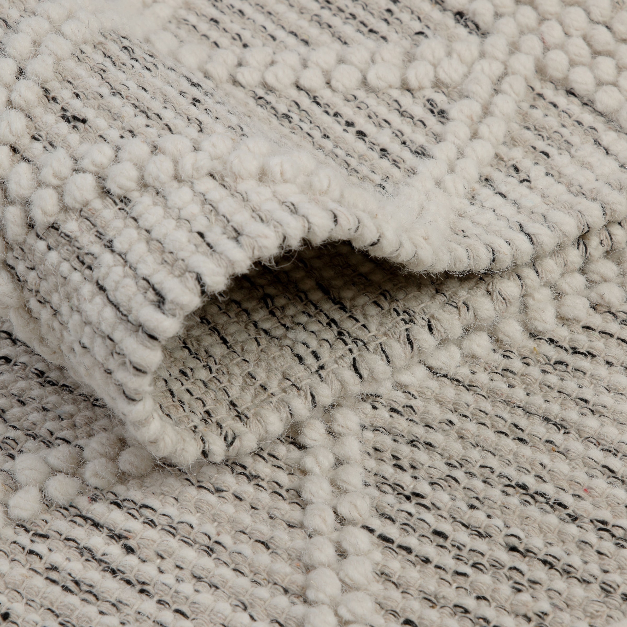 GOODproduct Teppich »Jeppe« rechteckig 8 mm Höhe 70% Wolle, handgewebt, Raute, Hoch-Tief, Wohnzimmer, Naturfaser