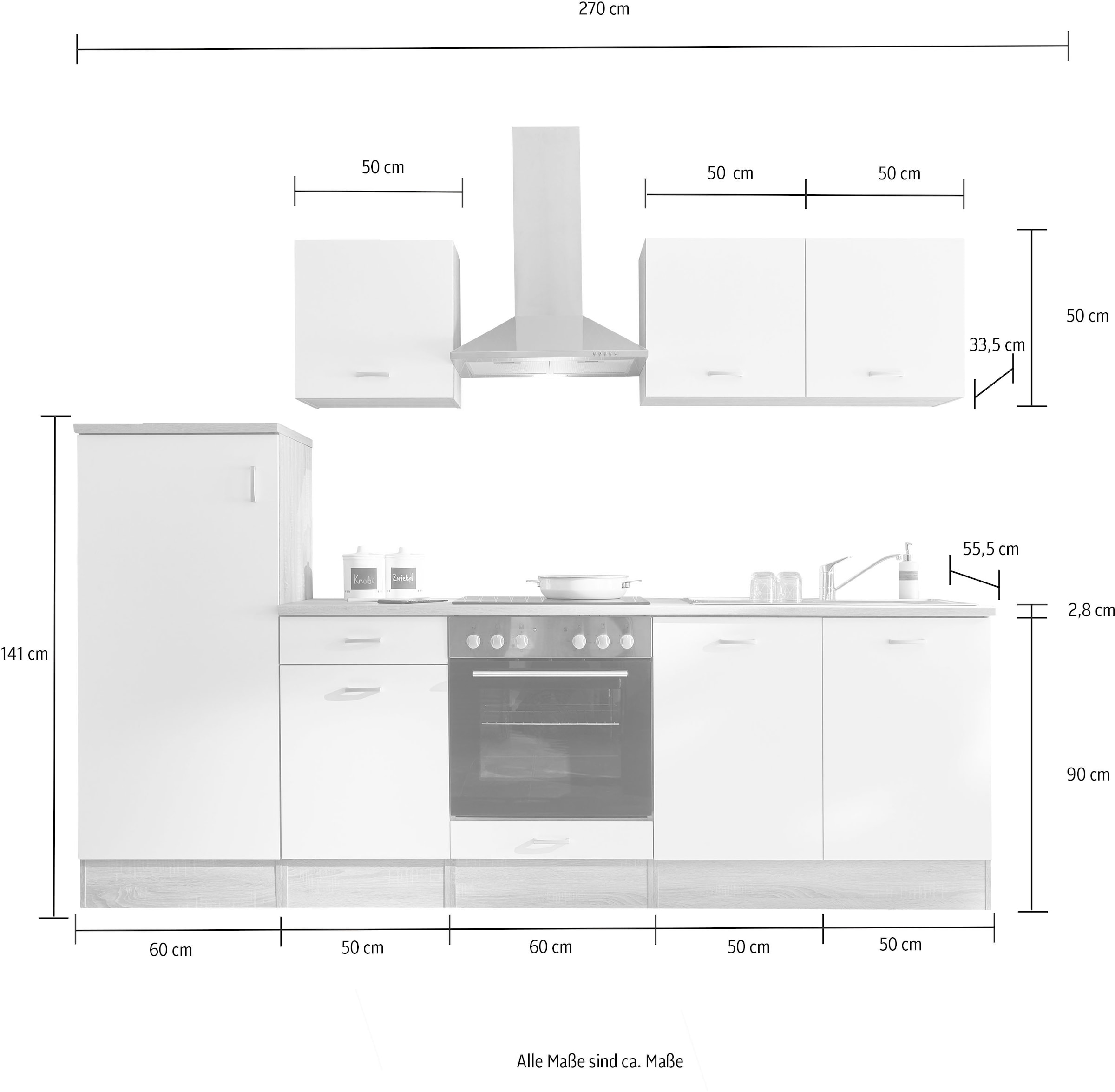 BASIC by Balculina Küchenzeile »Andy« Breite 270 cm, wahlweise mit E-Geräten