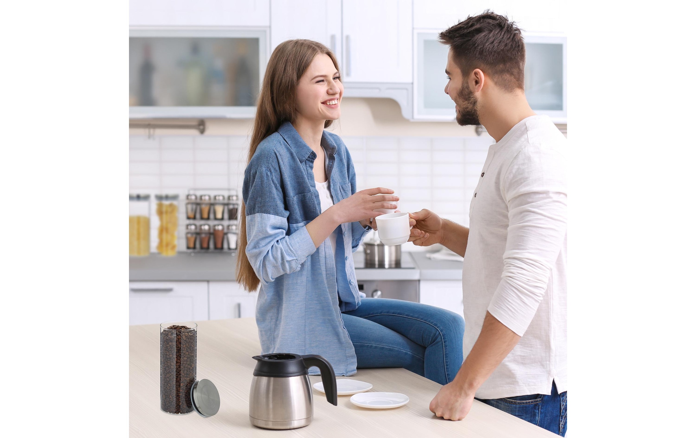 relaxdays Bocal à provisions »1,5 l« compatible lave-vaisselle