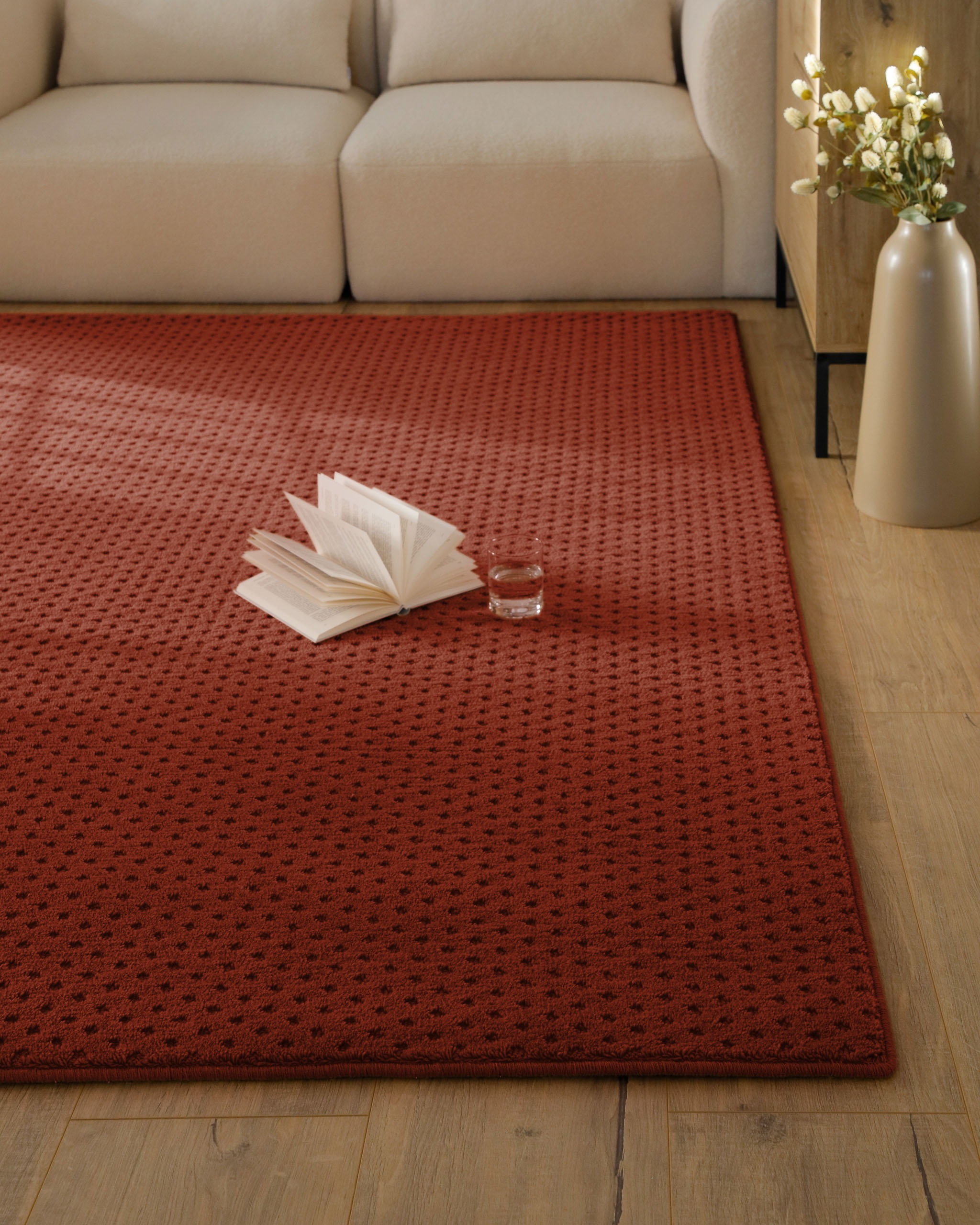 Wecon home Teppich »Castello THREE« rechteckig 7 mm Höhe Schurwolle, Kurzflor mit Hoch-Tief-Effekt, Wohnzimmer, Punktmuster