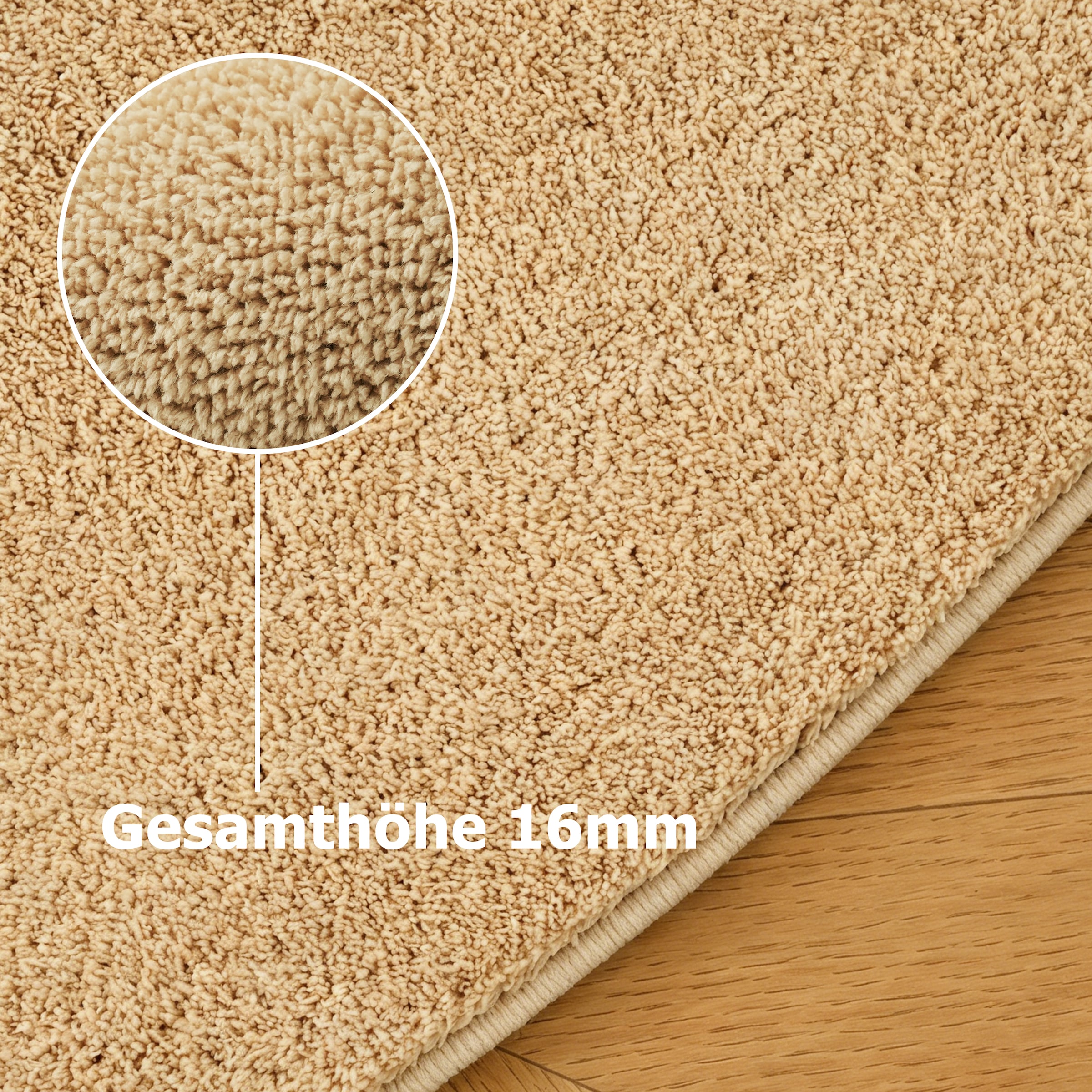 GOODproduct Teppich »Cali« rund 16 mm Höhe Uni-Farben, kuschelig, & weich, waschbar, Wohnzimmer, Schlafzimmer