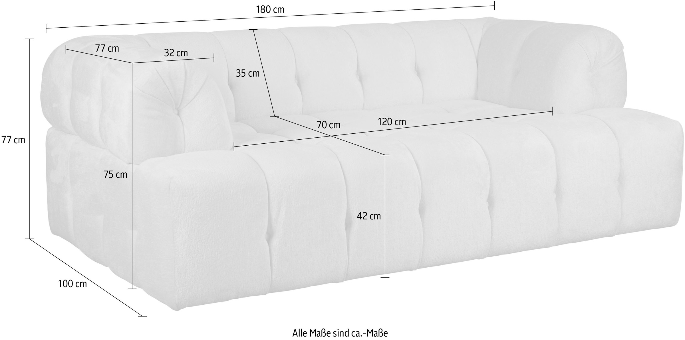 Home affaire 2-Sitzer »APERIRE Design-Sofa, moderne Steppung, Breite 180 cm« mit Wellenunterfederung, gemütlich und modern, komfortables Sitzgefühl